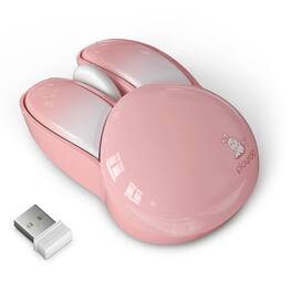 HM 1810 - Cute Cat - Raton Inalambrico Silencioso De Ghz Receptor Plug And Play Ajustables Compatible Con Portatil Pc - Wired - Pink Bunny