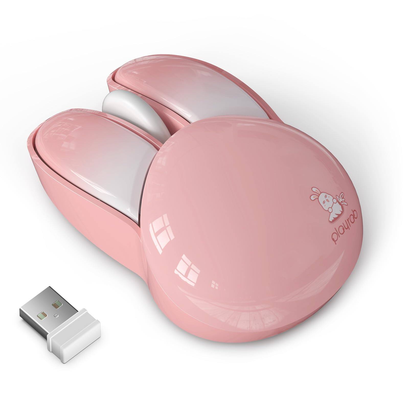 Front. HM 1810 - Cute Cat - Raton Inalambrico Silencioso De Ghz Receptor Plug And Play Ajustables Compatible Con Portatil Pc - Pink Bunny.