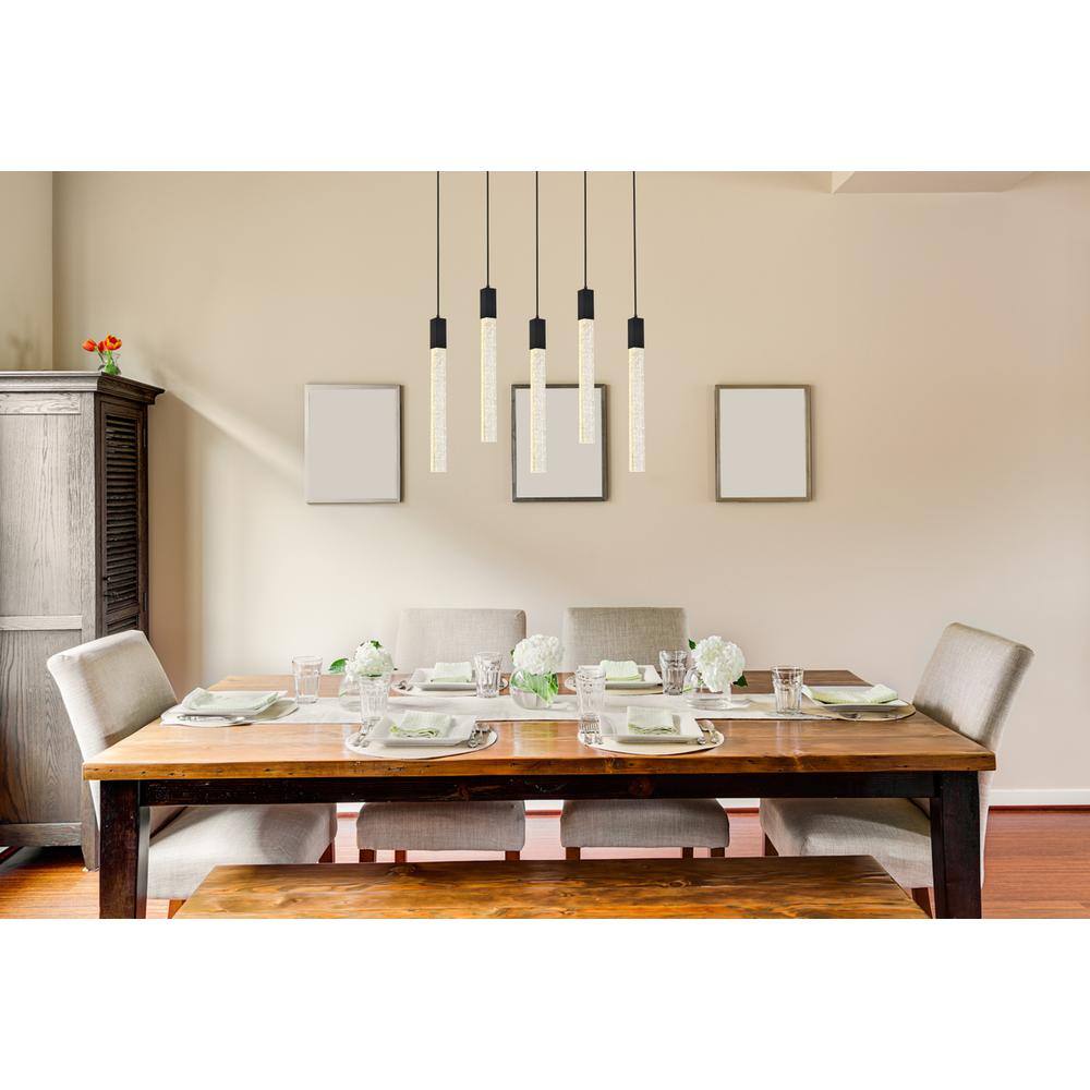 Left. Elegant Lighting - Weston 5 lights pendant in black - Black.
