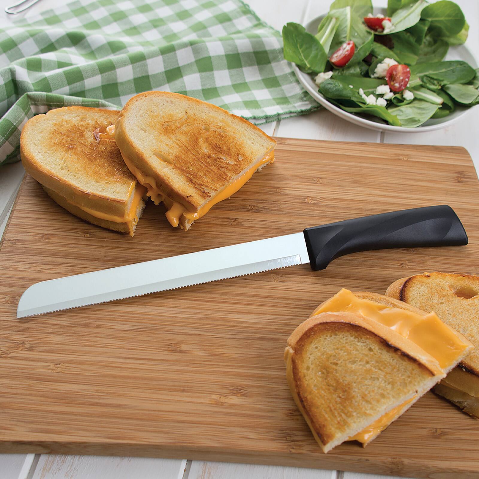 Alt View 2. Rada - Cutlery 8-Inch Bread Knife Serrated Stainless Blade Anthem Wave Handle - Black.
