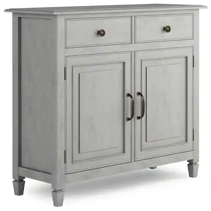 Front. Simpli Home - Connaught Entryway Storage Cabinet - Fog Grey.