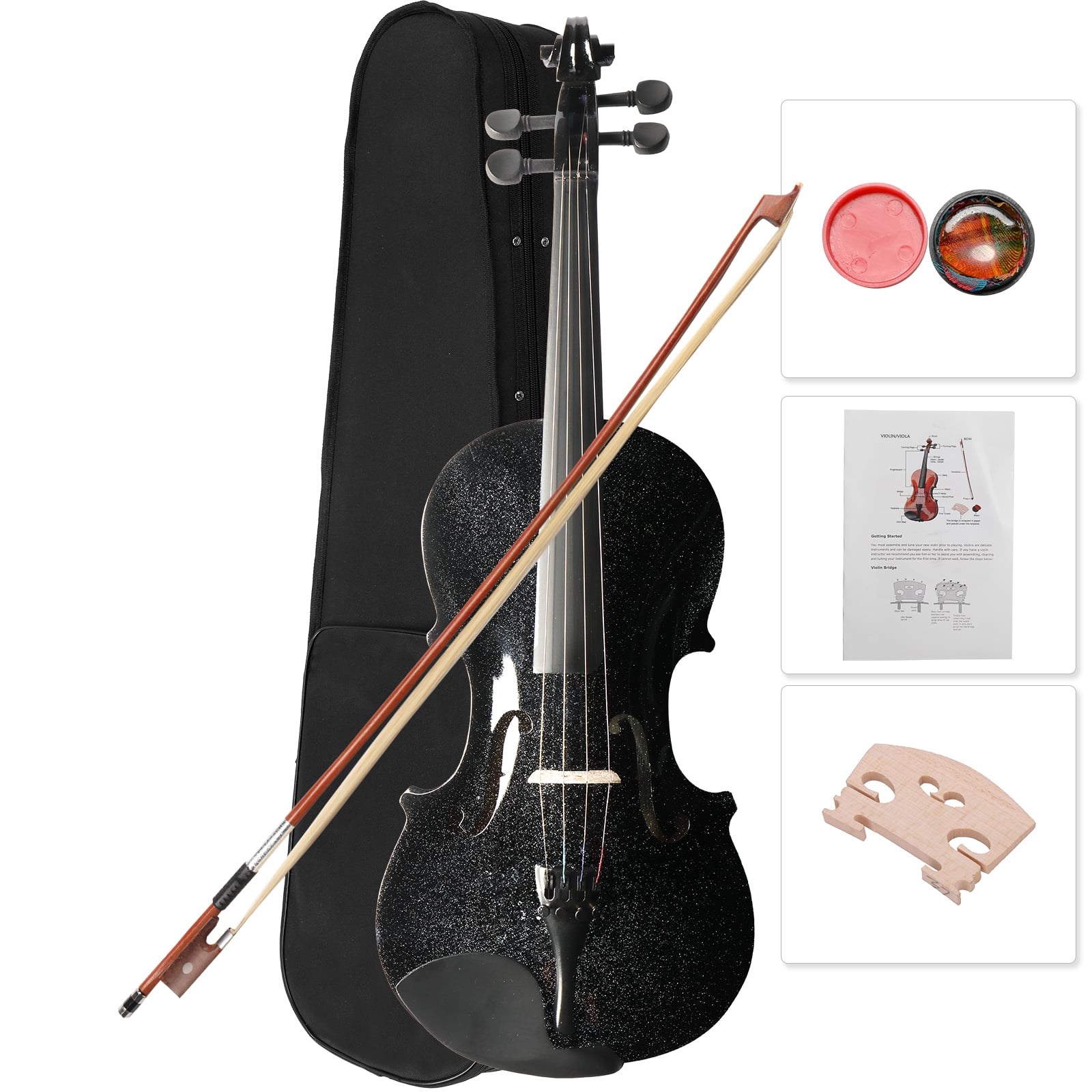 Winado - New School Acoustic Violin 4/4 Full Size with Case and Bow Rosin Black price history on PriceWatchPro