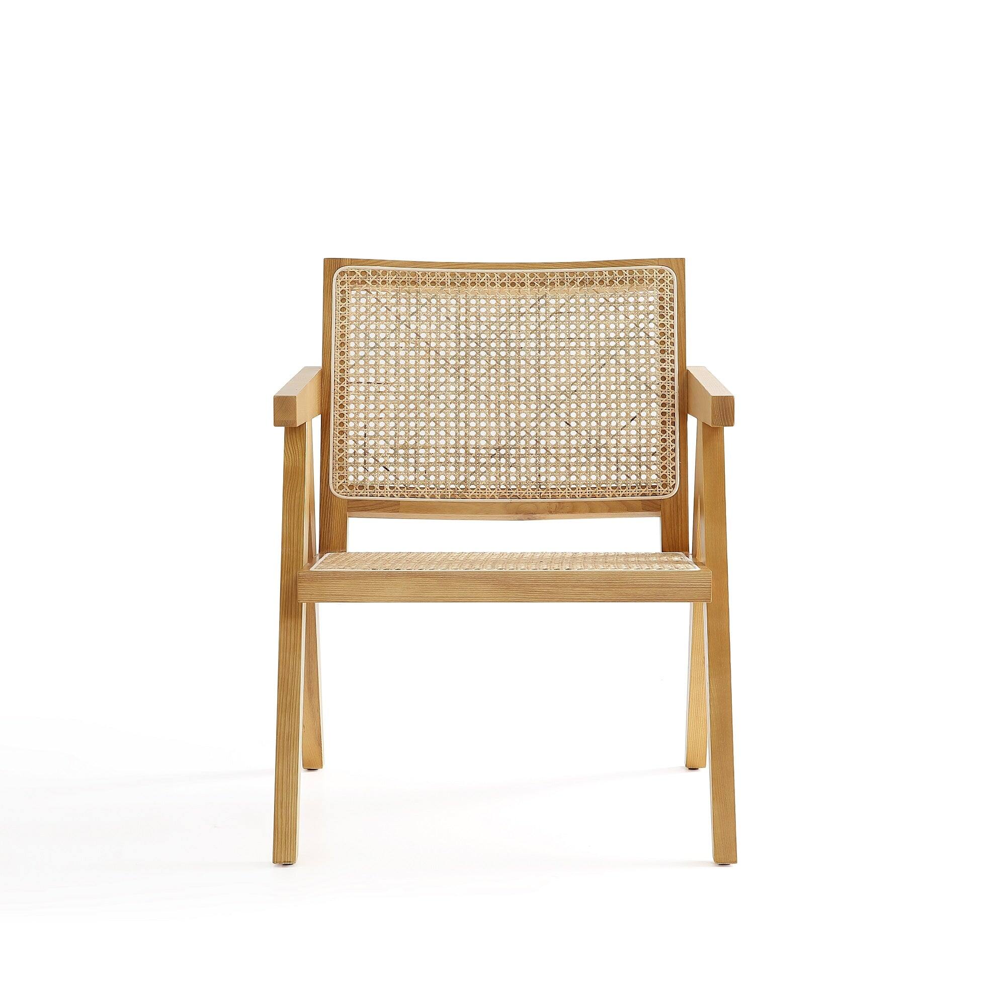 Manhattan Comfort Hamlet Industry Chic Cane Back Wood Accent Armchair ...