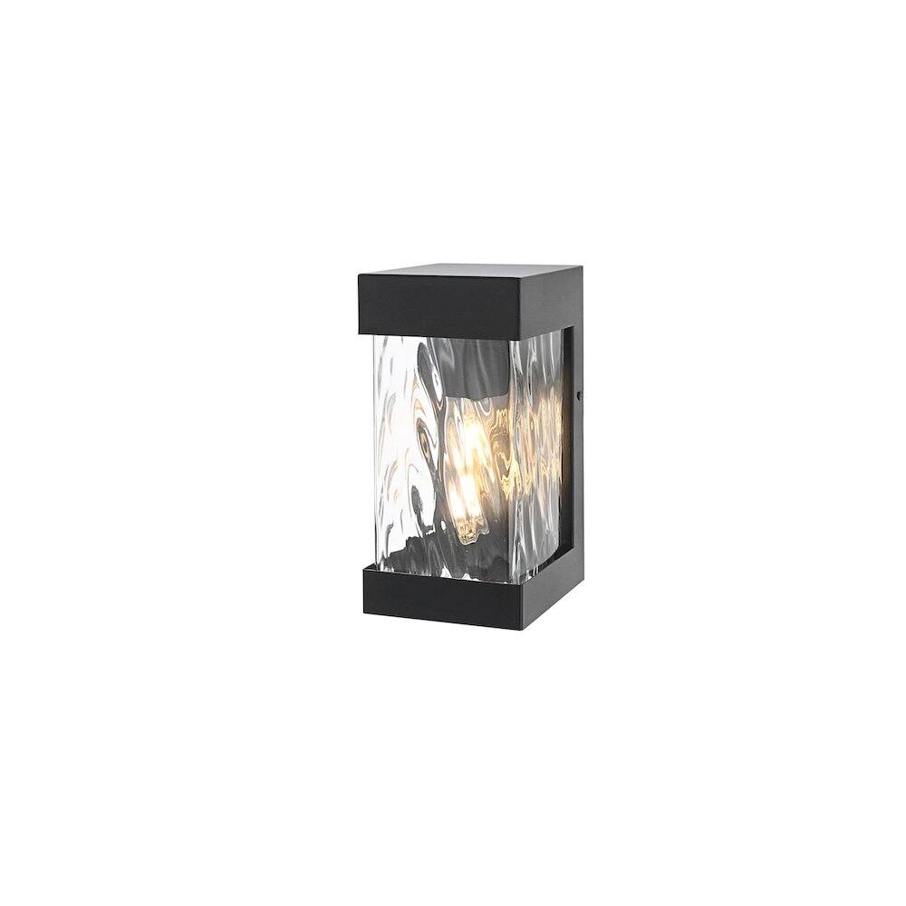 Angle. Elegant Lighting - Thompson 7 inch Outdoor Pendant in Black - Black.