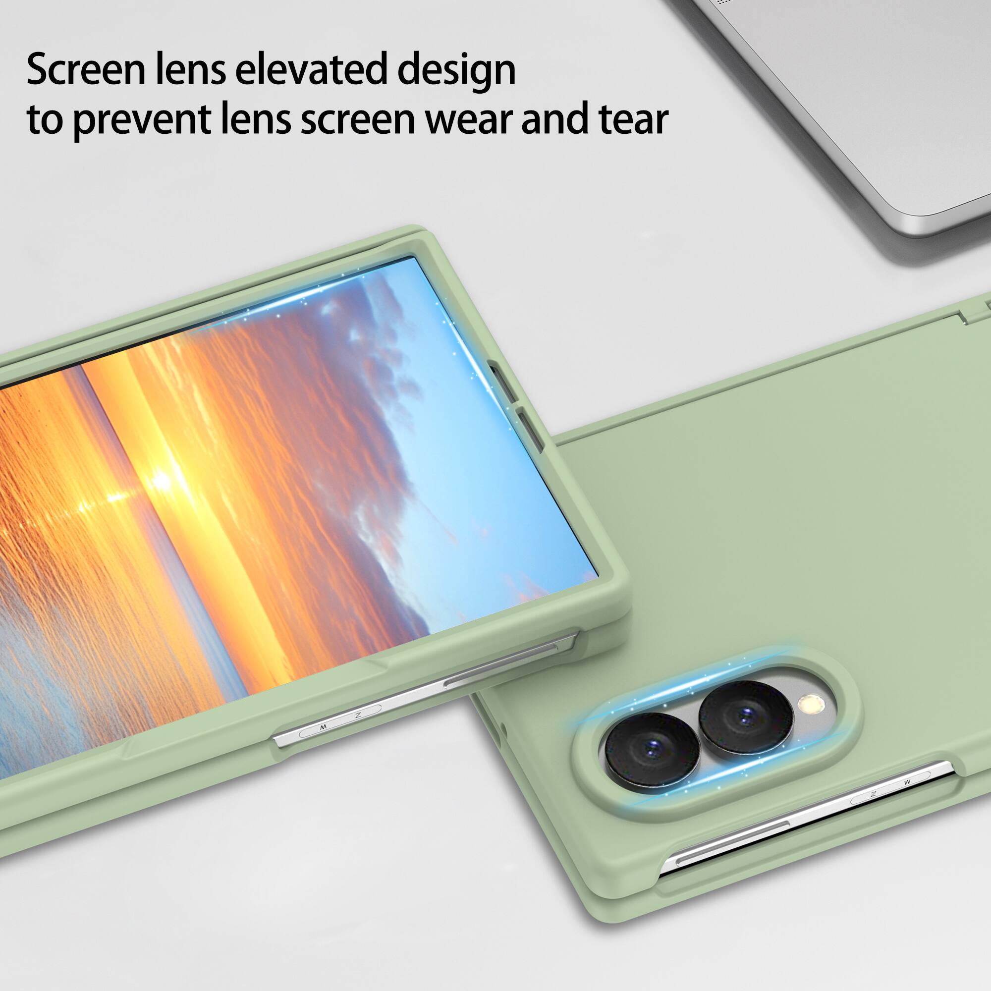 Screen lens elevated design to prevent lens screen wear and tear