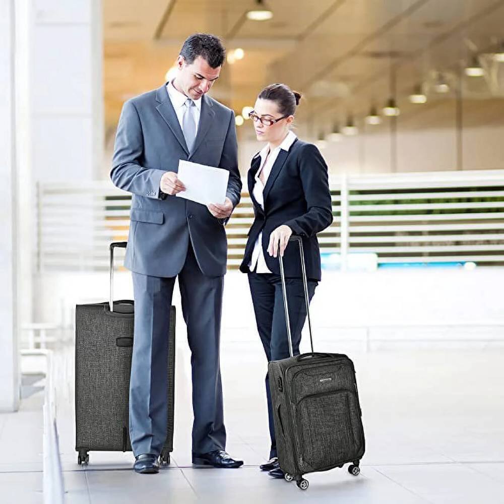 Alt View 1. Circus Cirle - Circus Cirle 3-Piece Ultra Lightweight Softside Luggage Set - Black.