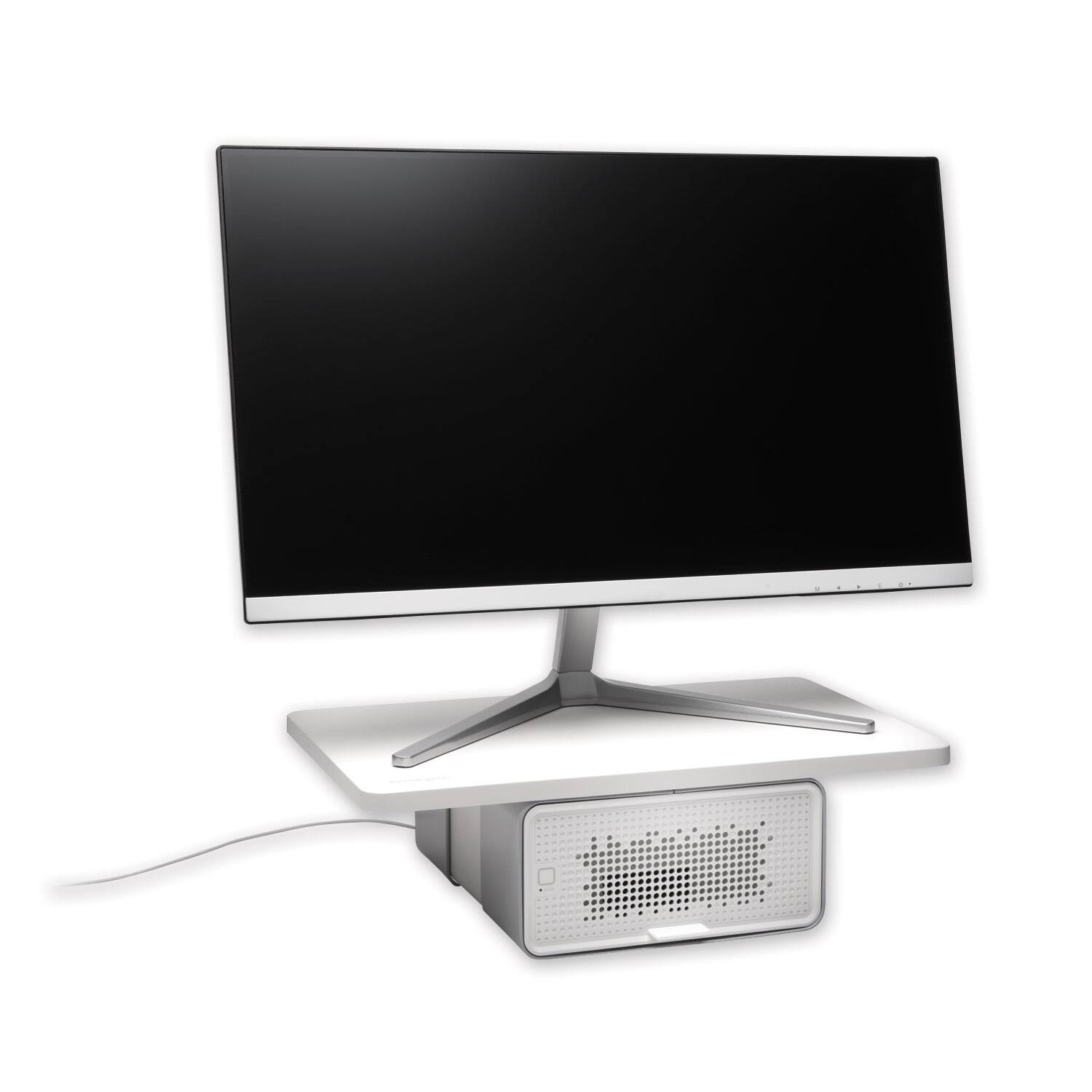 Alt View 5. Kensington - FreshView Wellness 22.5 in. x 11.5 in. x 5.4 in. Supports 200 lbs. Monitor Stand with Air Purifier, For 27" Monitors - White.