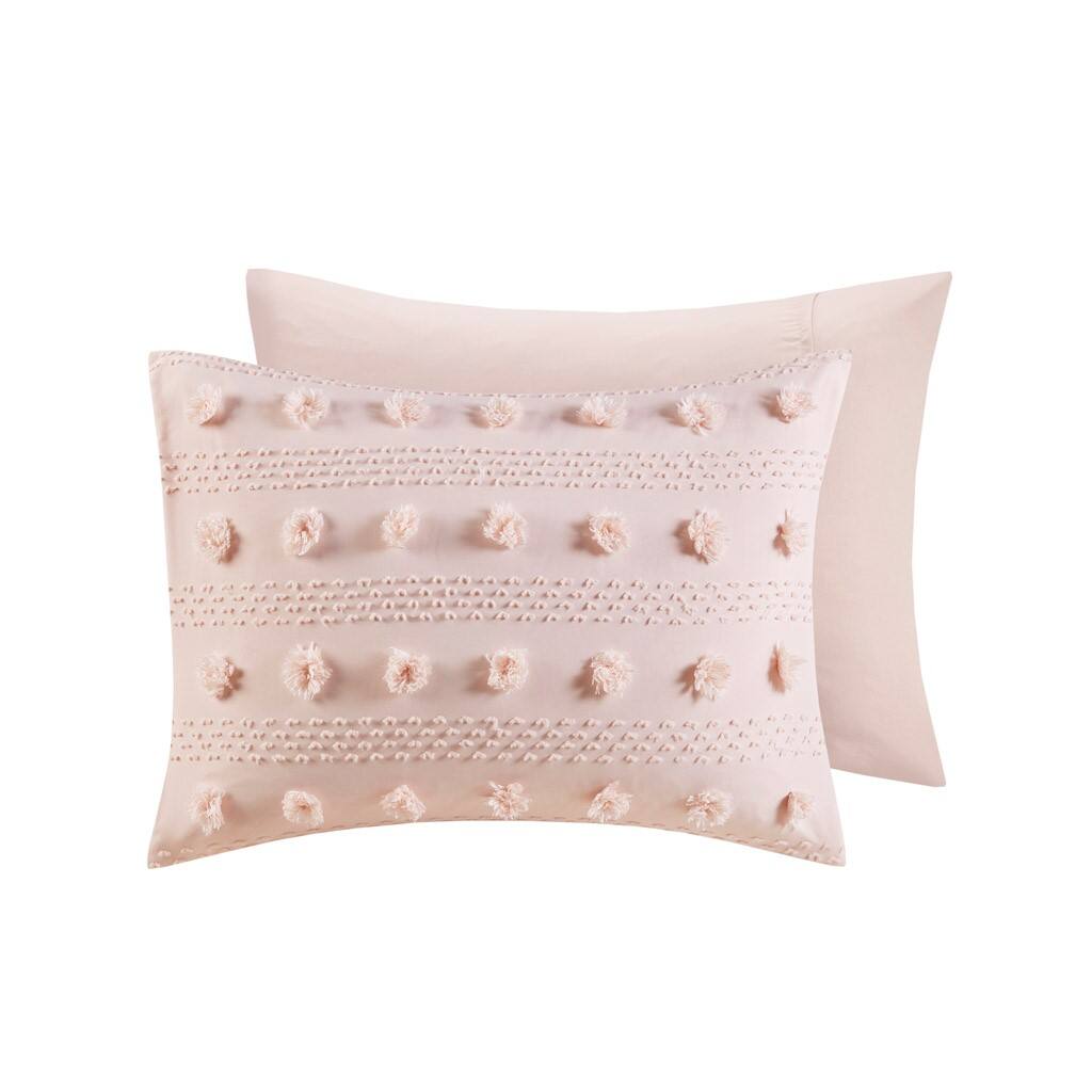 Alt View 4. Gracie Mills - Gracie Mills Eloise Clip Jacquard Duvet Cover Set - Pink.