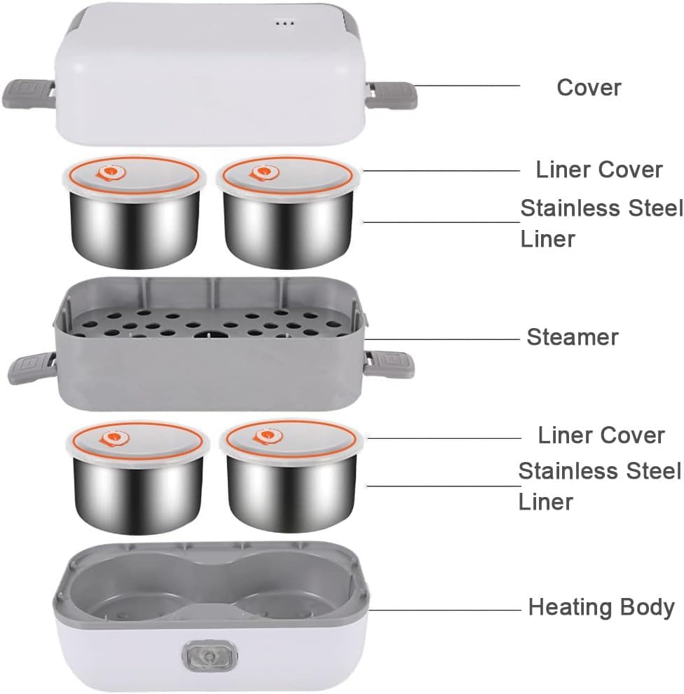 - Cover
- Liner Cover
- Stainless Steel Liner
- Steamer
- Liner Cover
- Stainless Steel Liner
- Heating Body