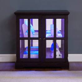 LUCKY ONE - 66in Freestanding LED Display Cabinet with Adjustable Shelves Storage Bookcase for Collectibles - Cherry