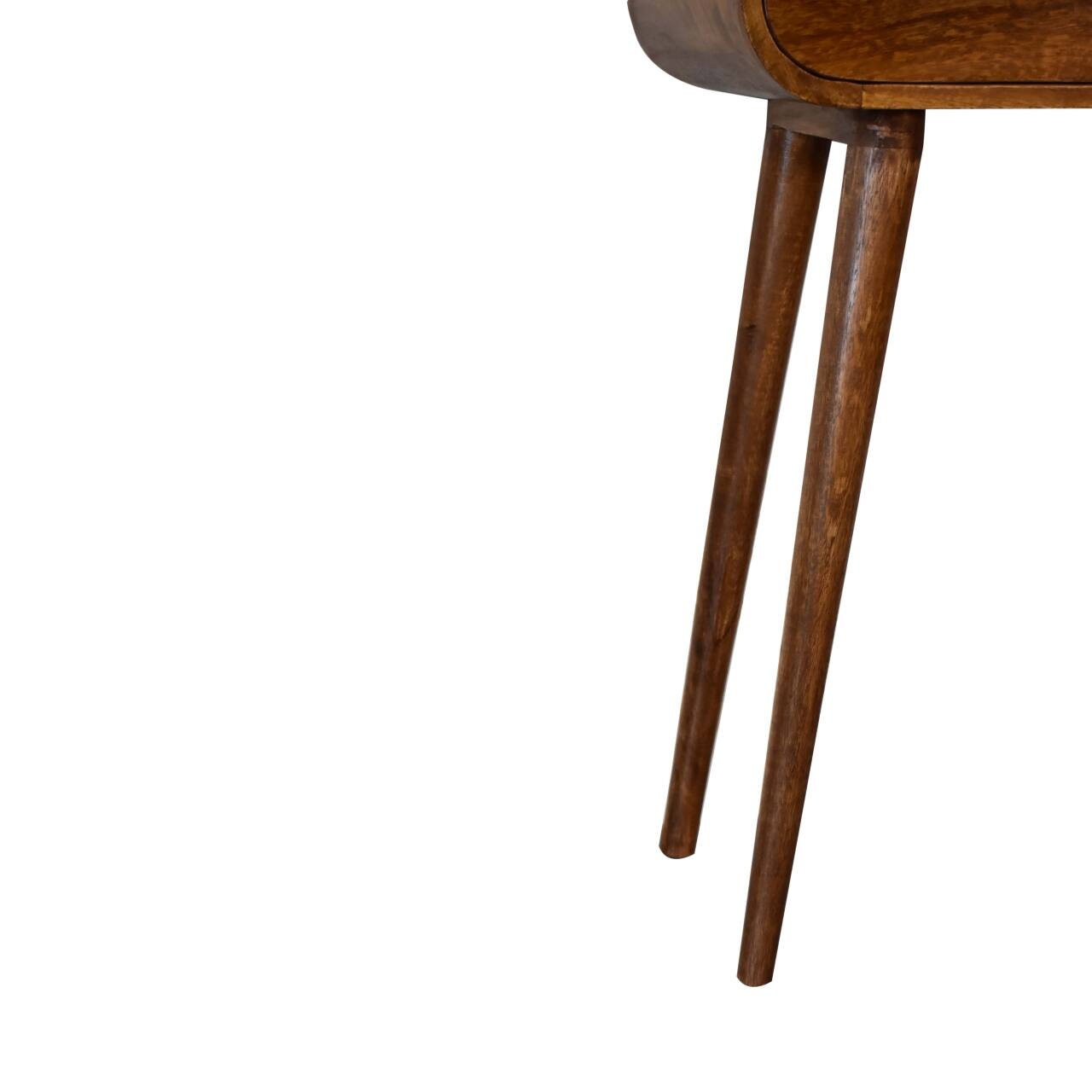 Alt View 4. Artisan Furniture - Artisan Furniture Solid Wood Mini Round Chestnut Console, 1 Drawer, Dark Brown - Brown.
