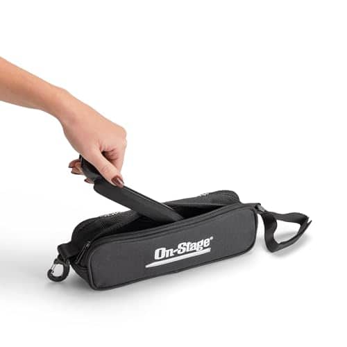 On Stage Stands - On-Stage Violin/Viola Shoulder Rest Bag (Built-In Protection, Breathable Mesh Top, Easy-to-Access Zipper Pocket, Clip - Black