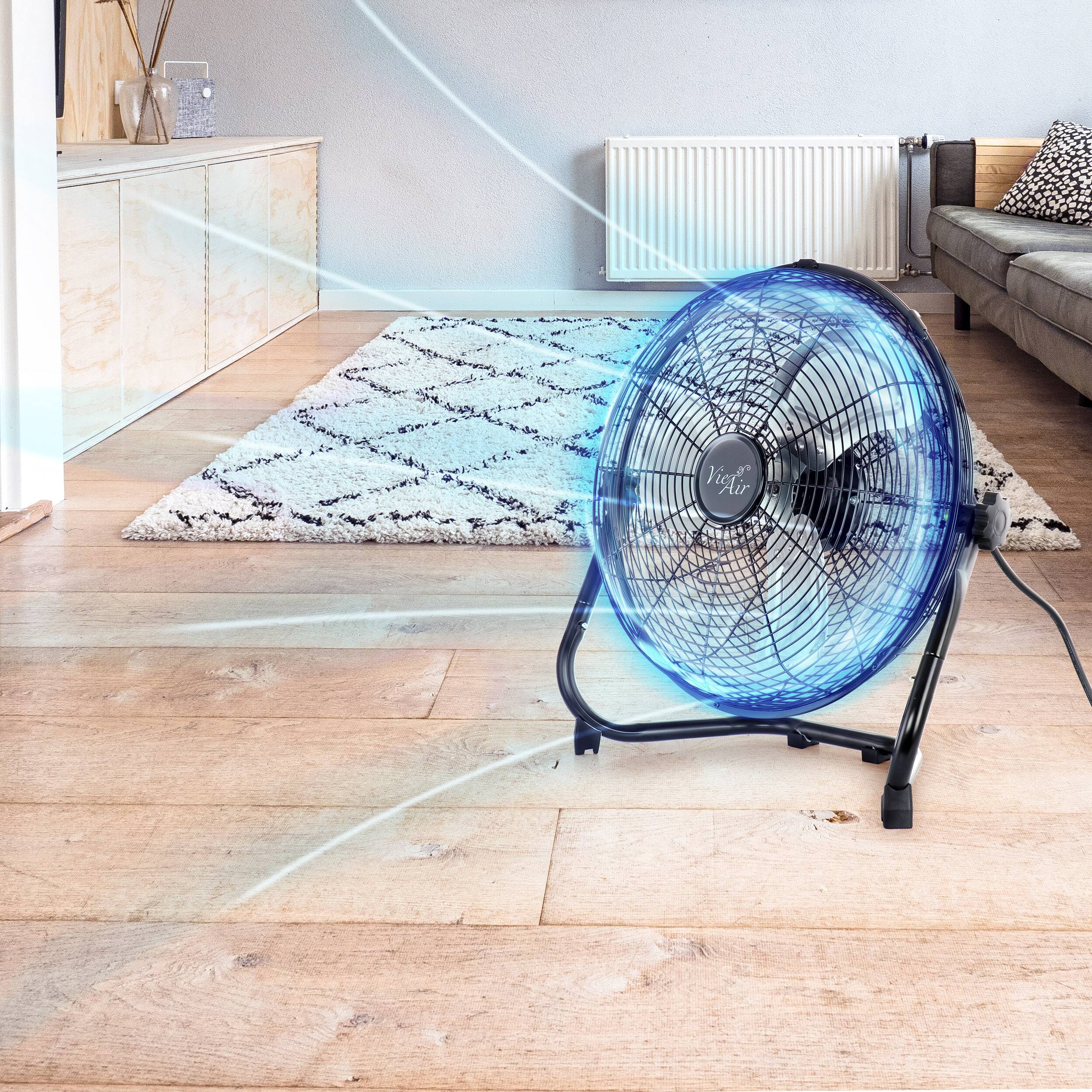 Alt View 7. VieAir - Vie Air 14 Inch Twin Pack Industrial High Velocity Heavy Duty Metal Floor Fan with 3 Speed Settings - Black.