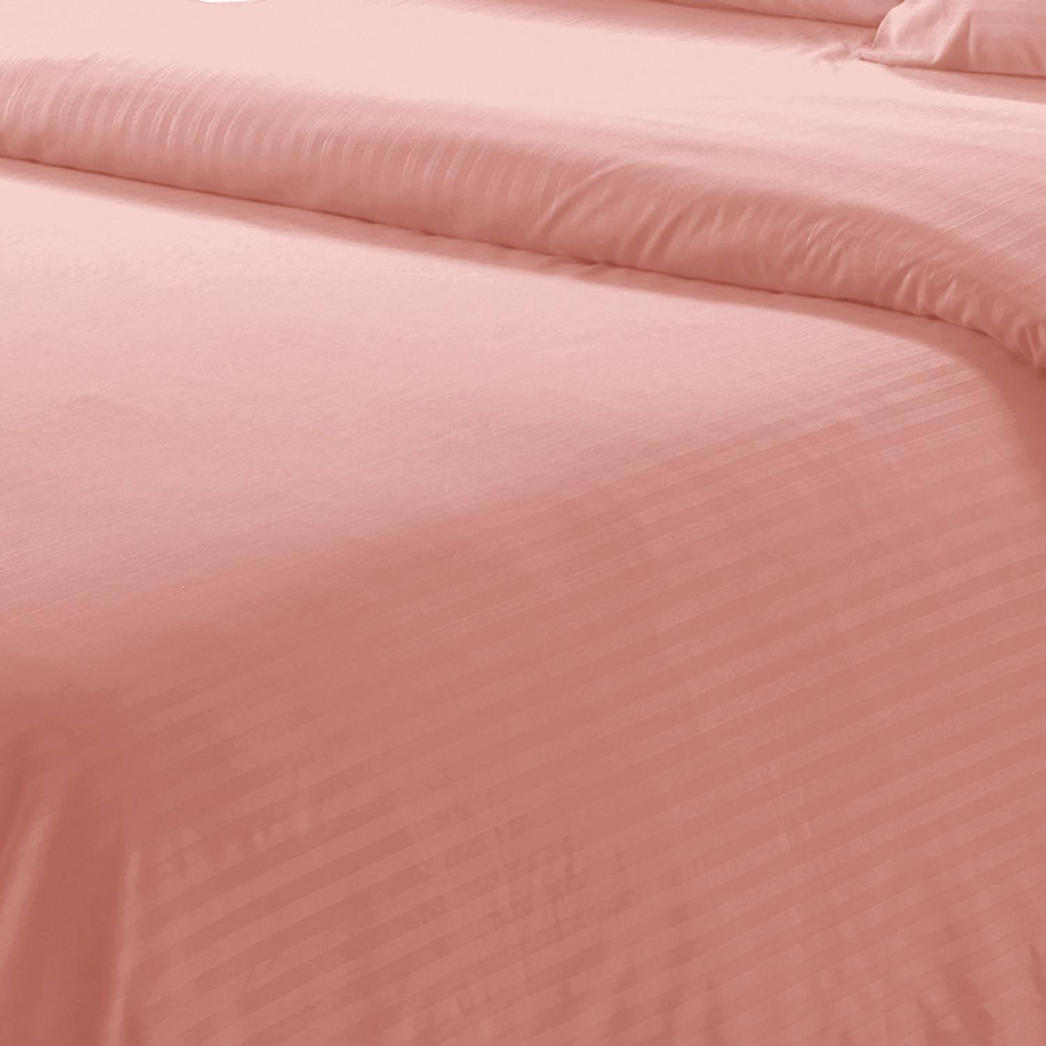 Alt View 3. Plazatex - Plazatex Dobby Stripe Luxurious Ultra Soft Moisture Wicking Solid Color 4 Pieces Sheet Set Twin Blush - Blush.