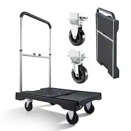 VEVOR - Foldable Push Cart Dolly, 330 lbs Capacity, Folding Platform Truck with Swivel Wheels, Moving Platform Hand Truck - Black
