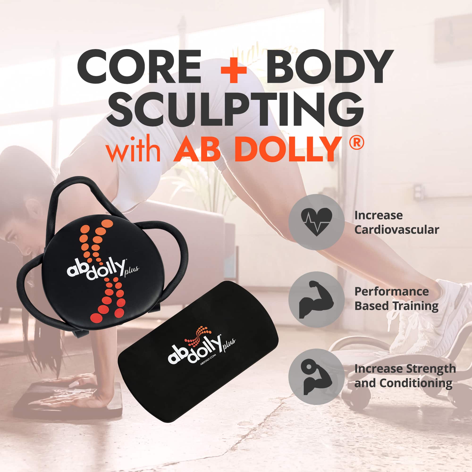 AB Dolly Plus Home Core Fitness Ab Exercise Workout Equipment