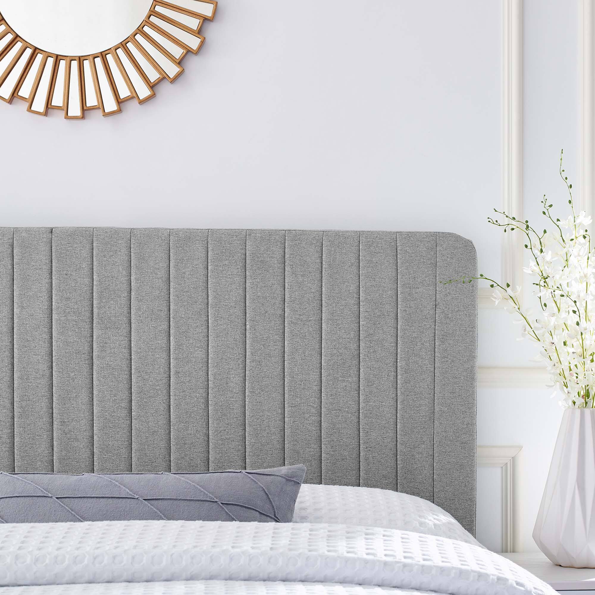 Alt View 4. Modway - Milenna Channel Tufted Upholstered Fabric King/California King Headboard by Modway - Gray.