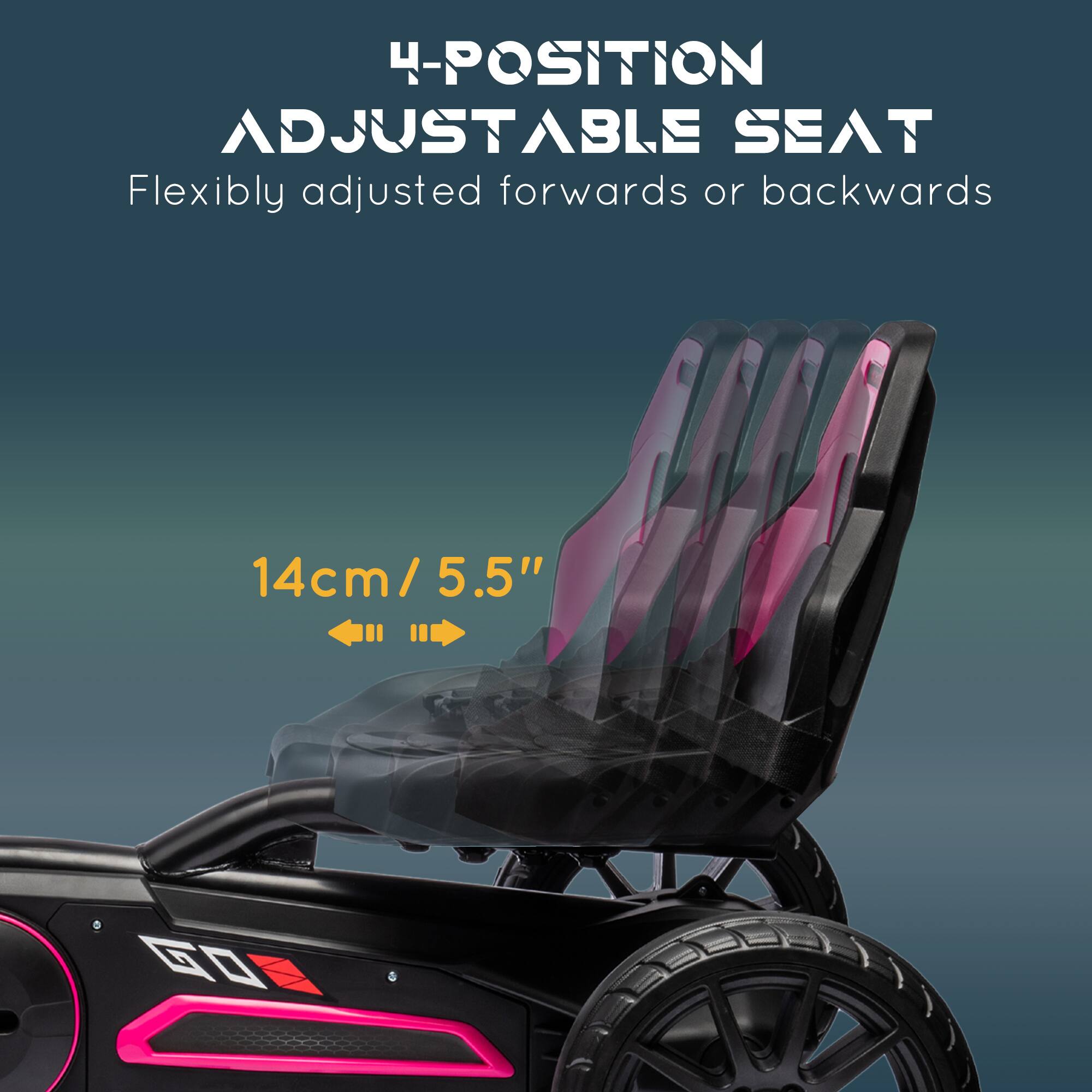 4-POSITION ADJUSTABLE SEAT  
Flexibly adjusted forwards or backwards  

14cm / 5.5"