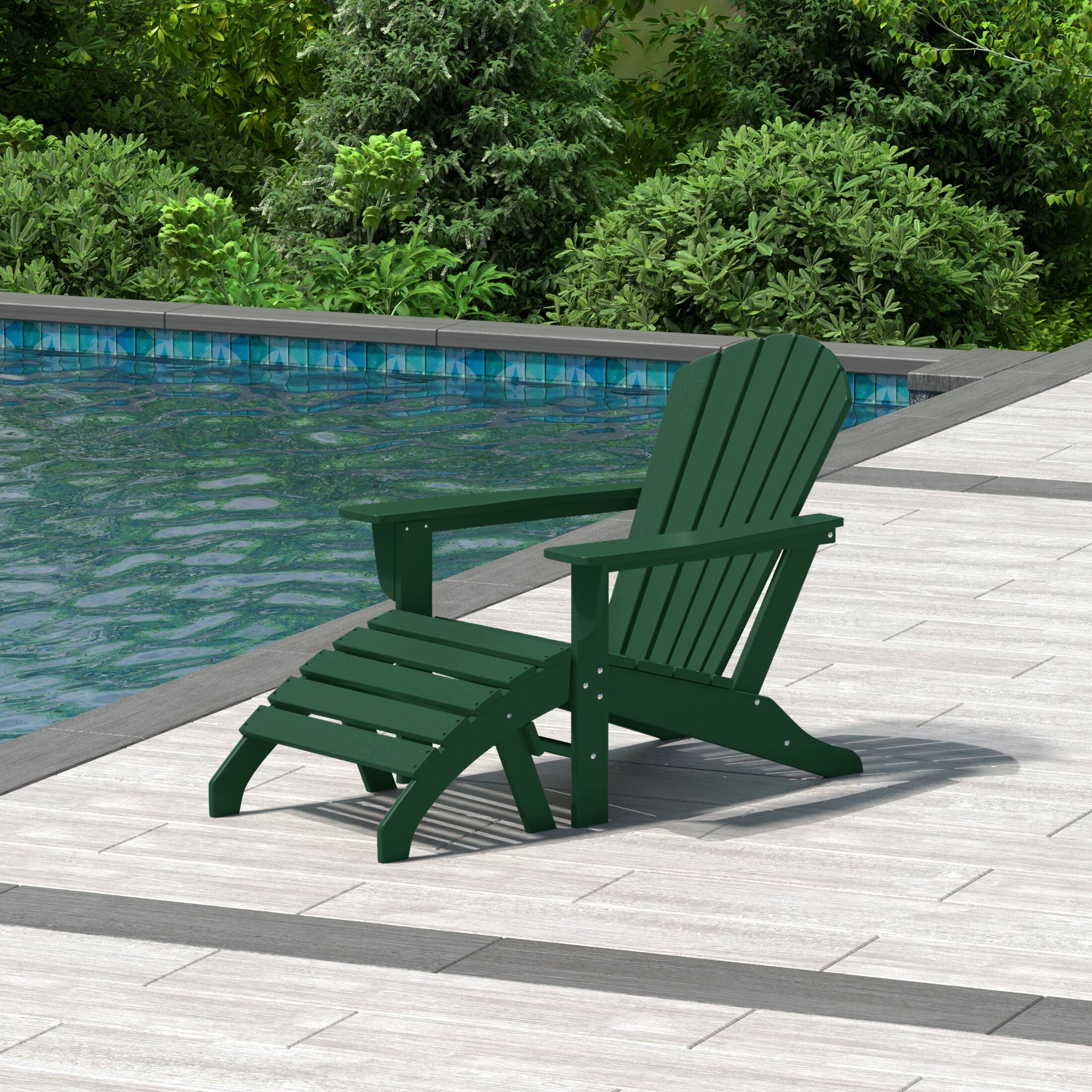 Angle. WestinTrends - WestinTrends Dylan Outdoor Adirondack Chair With Ottoman 2-Piece Set - Dark Green.