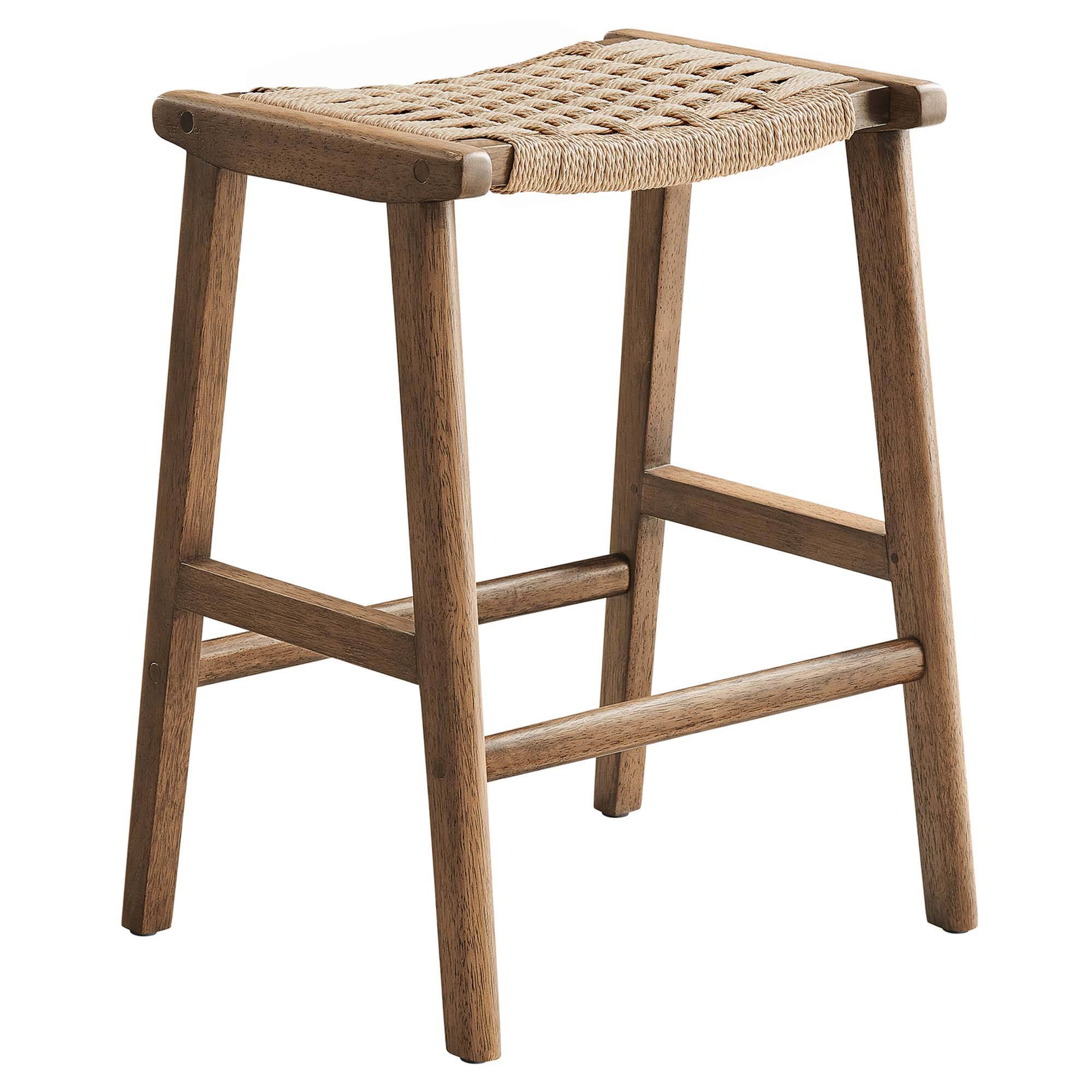 Back. Modway - Saoirse Woven Rope Wood Counter Stool Set of 2 by Modway - 0.