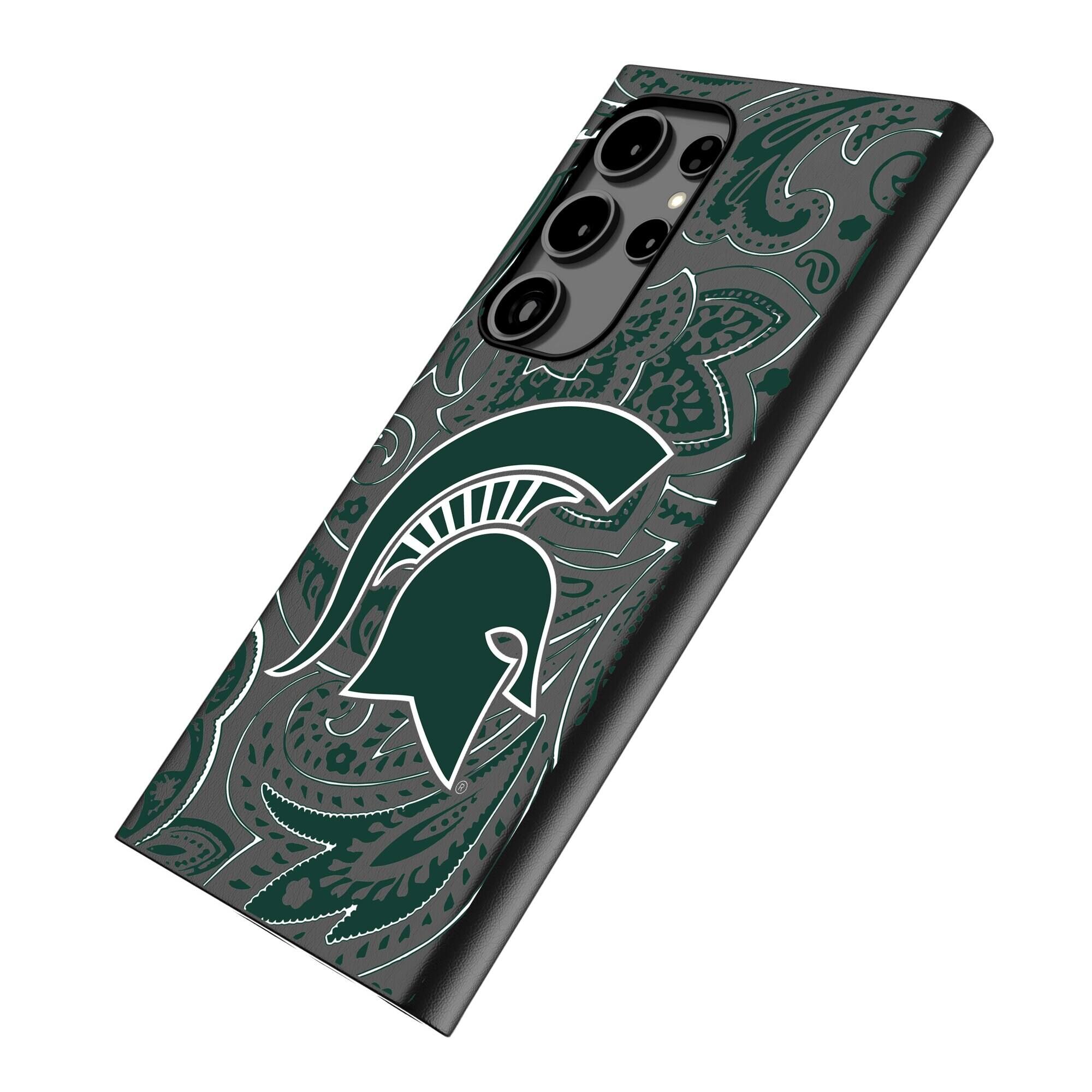 Alt View 1. Keyscaper - Michigan State Spartans Paisley Galaxy Magnetic Bump Case - S25 - Black.