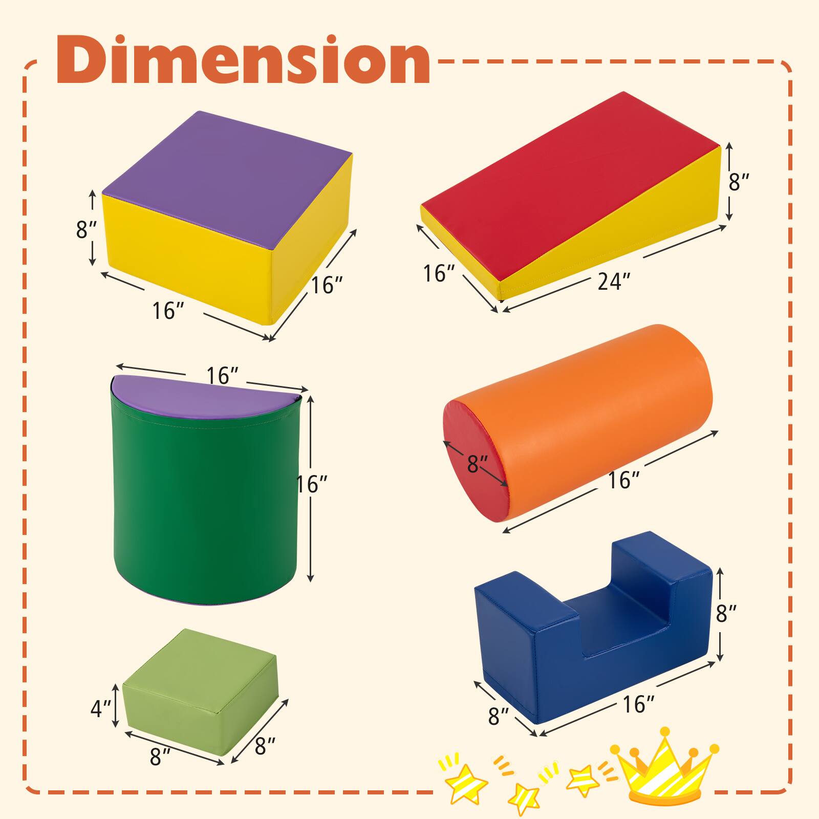 Dimension  
8" x 16" x 16"  
16" x 24" x 8"  
16" x 16" x 16"  
8" x 16" x 16"  
4" x 8" x 8"  
8" x 16" x 8"