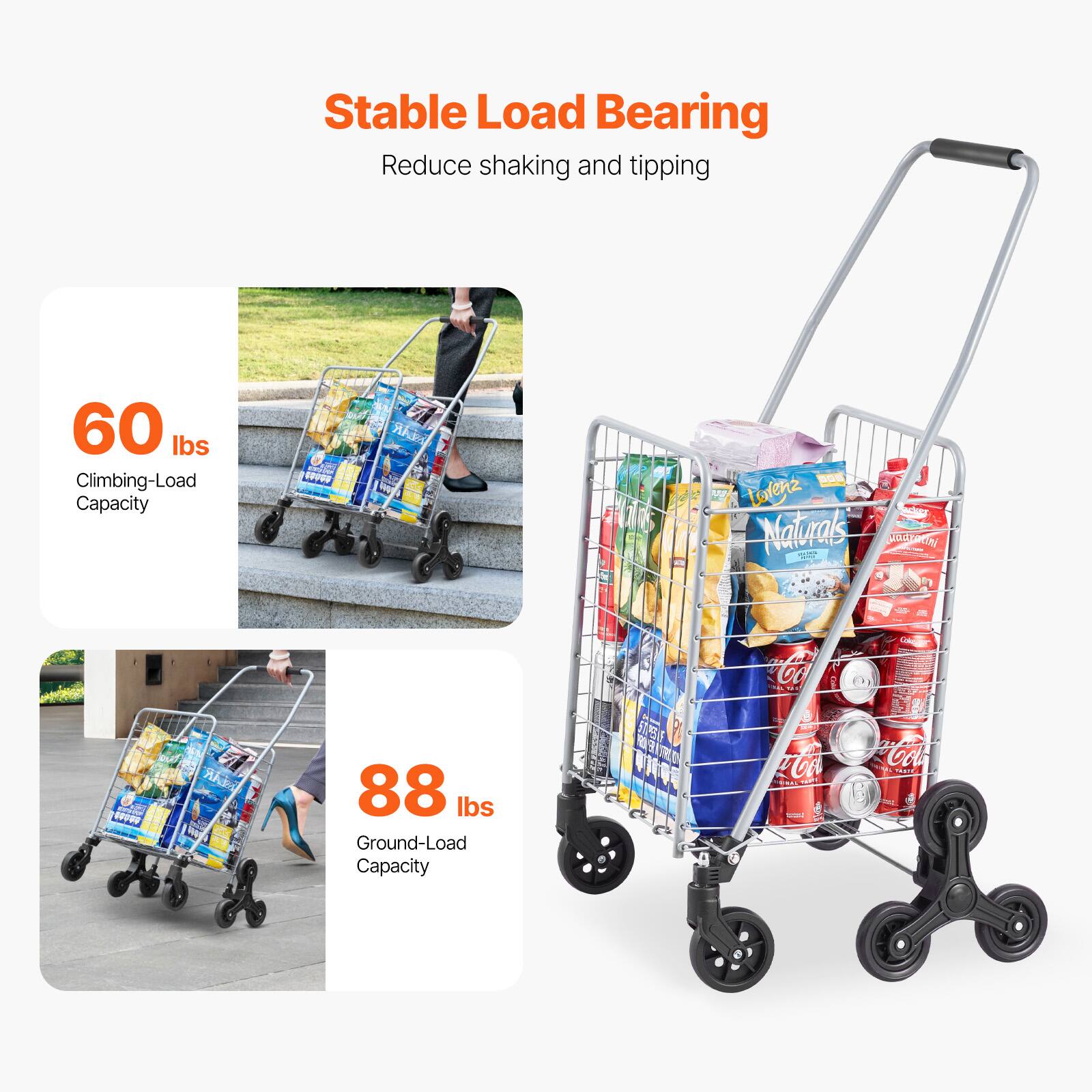 Stable Load Bearing  
Reduce shaking and tipping  

60 lbs Climbing-Load Capacity  

88 lbs Ground-Load Capacity