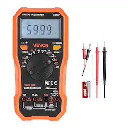 VEVOR - Digital Multimeter, 6000-Count TRMS DC/AC Voltmeter Current Tester, Professional NCV Multimeter for Current Voltage Test - Orange + Black
