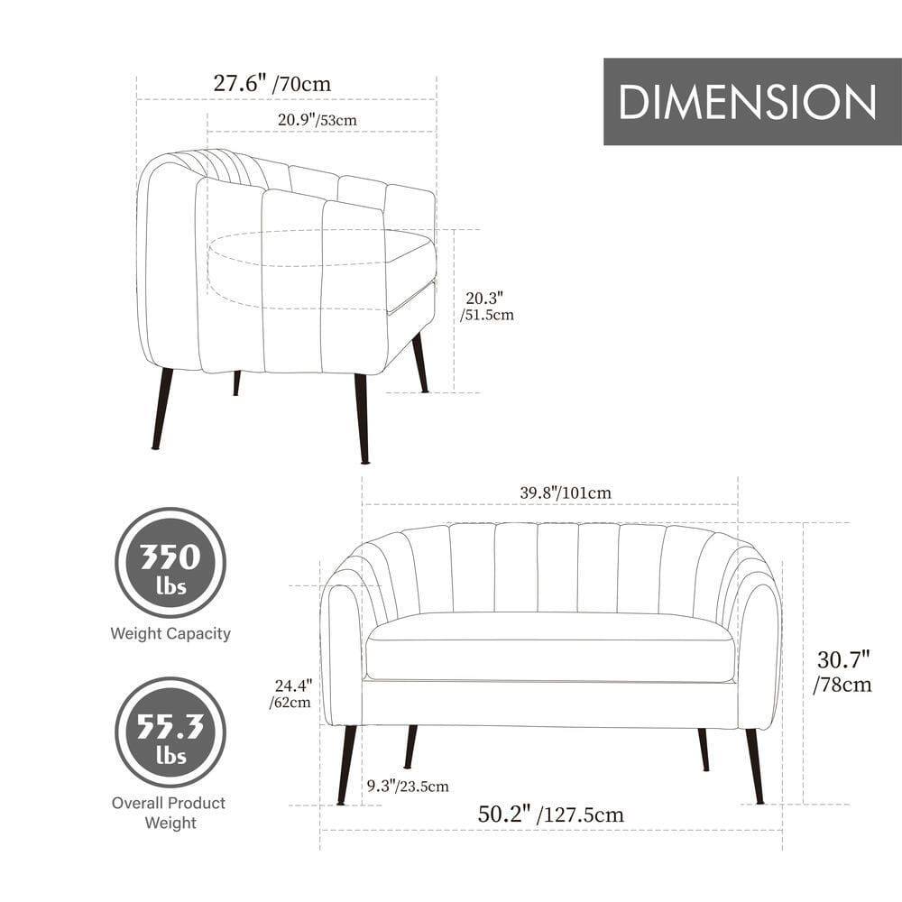 Alt View 1. Kadyn - 3-Piece Small Living Room Furniture Set with Metal Legs, Sofa Set for Living Room, Bedroom, Reception, Apartment, Black - Black.
