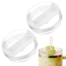Unique Bargains - 2pcs 40oz Travel Tumbler Lid Replacement for Stanley Cup, Spill Proof Splash Resistant (Transparent) - White