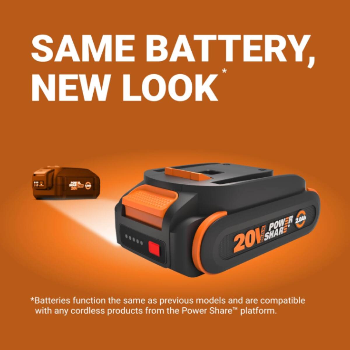 SAME BATTERY, NEW LOOK. F 201 POW-R 204 201 SHARE. *Batteries function the same as previous models and are compatible with any cordless products from the Power Share platform.