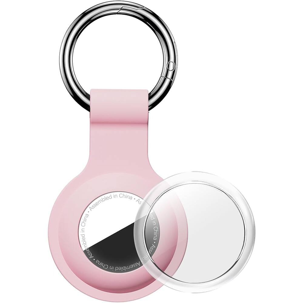 RTMB - Silicone AirTag Holder – Pink Waterproof, Shockproof Protective Keychain - A7-Pink