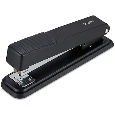 Front. Staples - Desktop Stapler, 20-Sheet Capacity - Black.