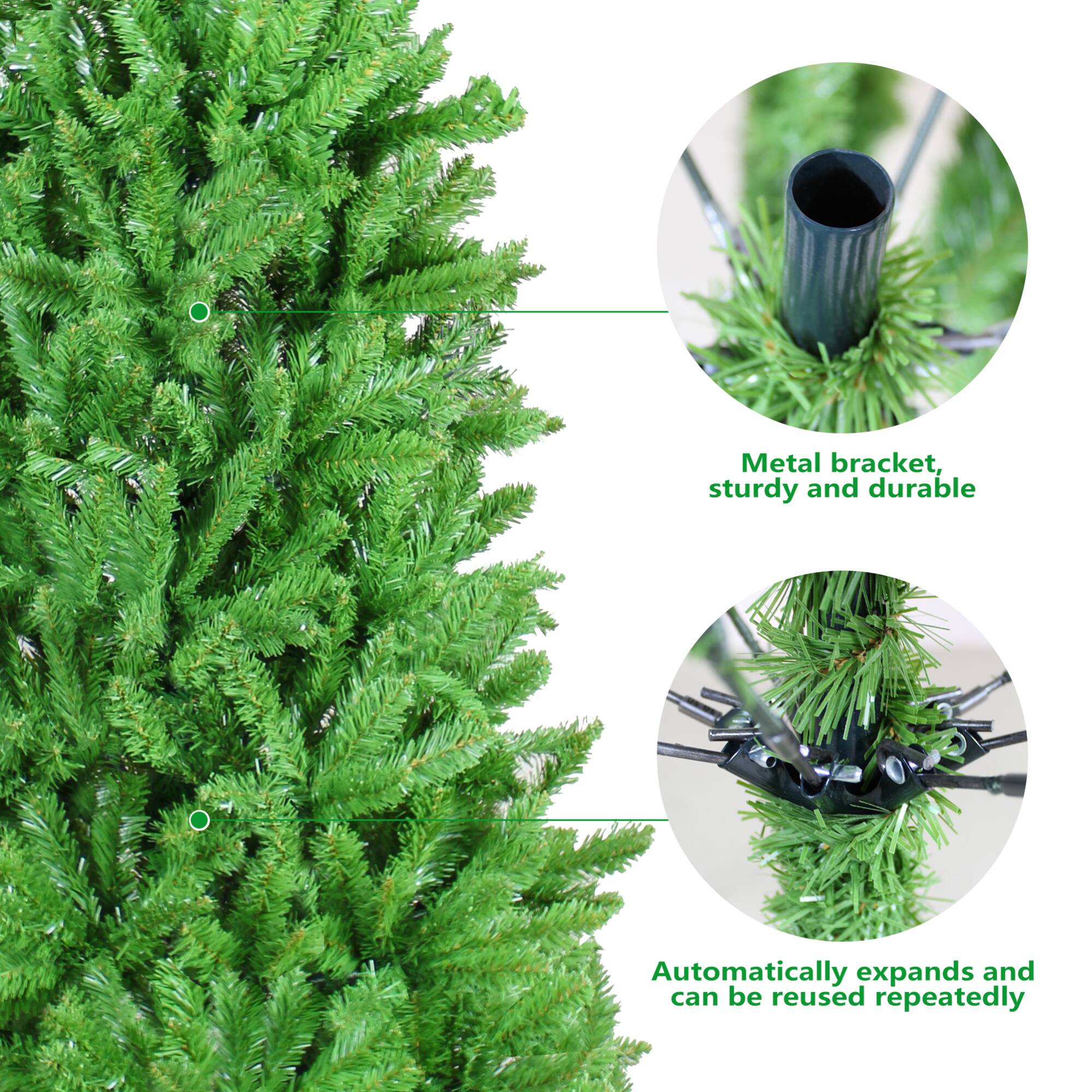 Alt View 6. ELEMENT ACE - 5FT Classic Pencil Christmas Tree with Dense Branches for Holiday Decorations in Elegant Slender Design - Green.