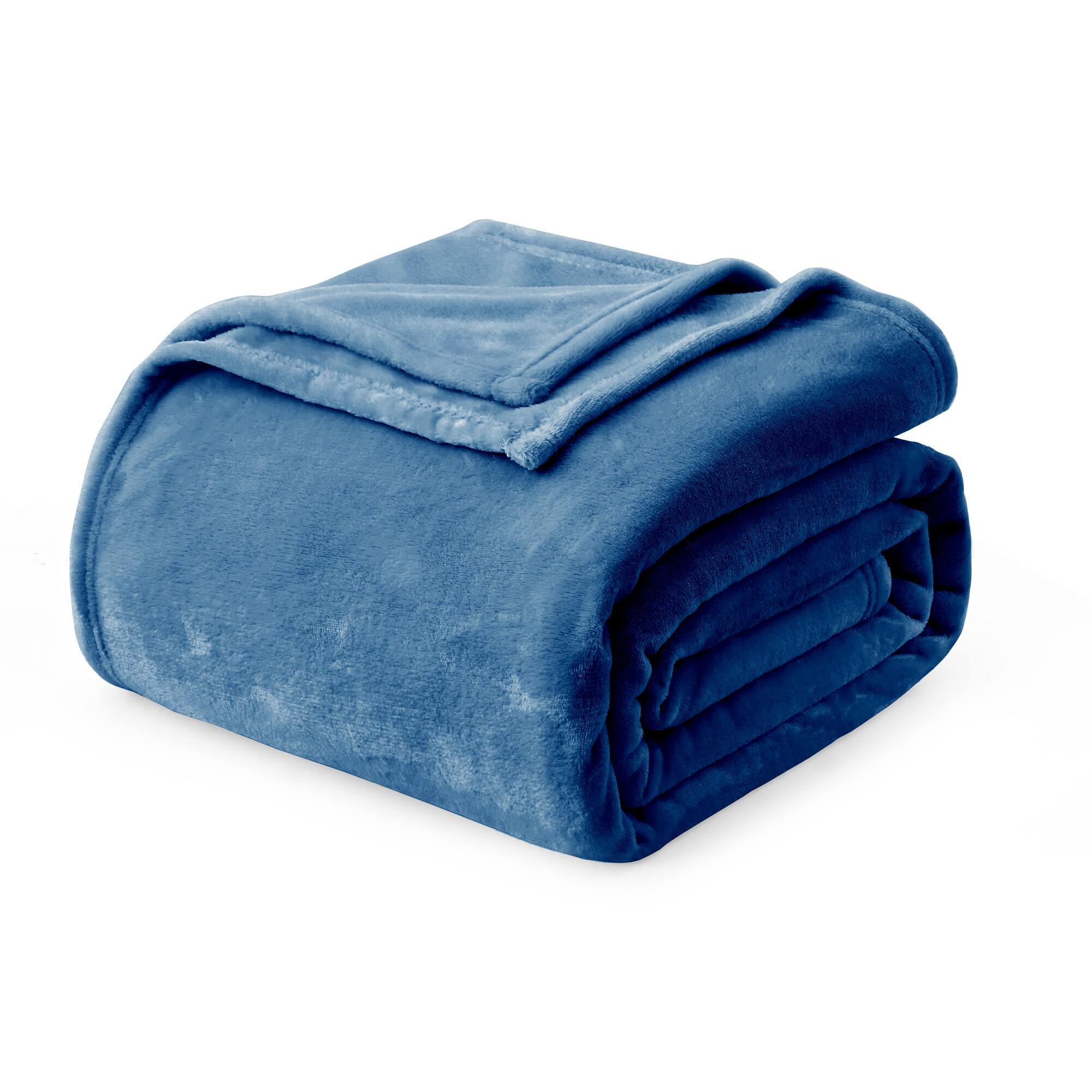 Left. Peace Nest - Peace Nest Lightweight Plush Fuzzy Flannel Blanket Soft Throw Blanket, Navy, 108" x 90" - Navy.