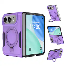 UUCOVER - Rugged Protective Case for Apple iPhone Duo,Shockproof TPU+PC Compatible with MagSafe Case Ring Holder Kickstand Cover - Purple
