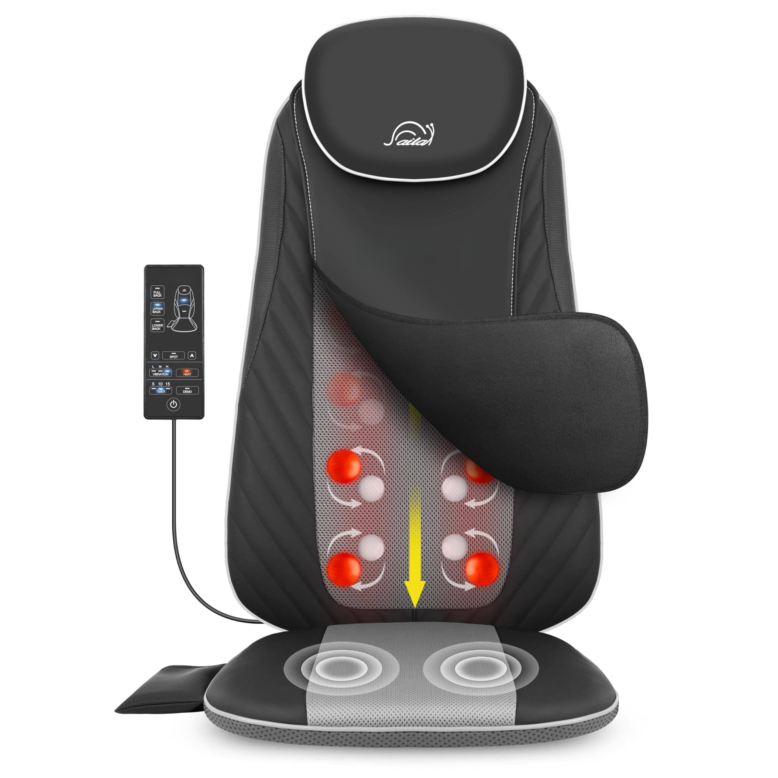 Live At Space - Shiatsu Heated Massage Chair Pad, Deep Kneading Nodes, Vibration Seat, 3 Zones, Home Office Gift - 642146677267