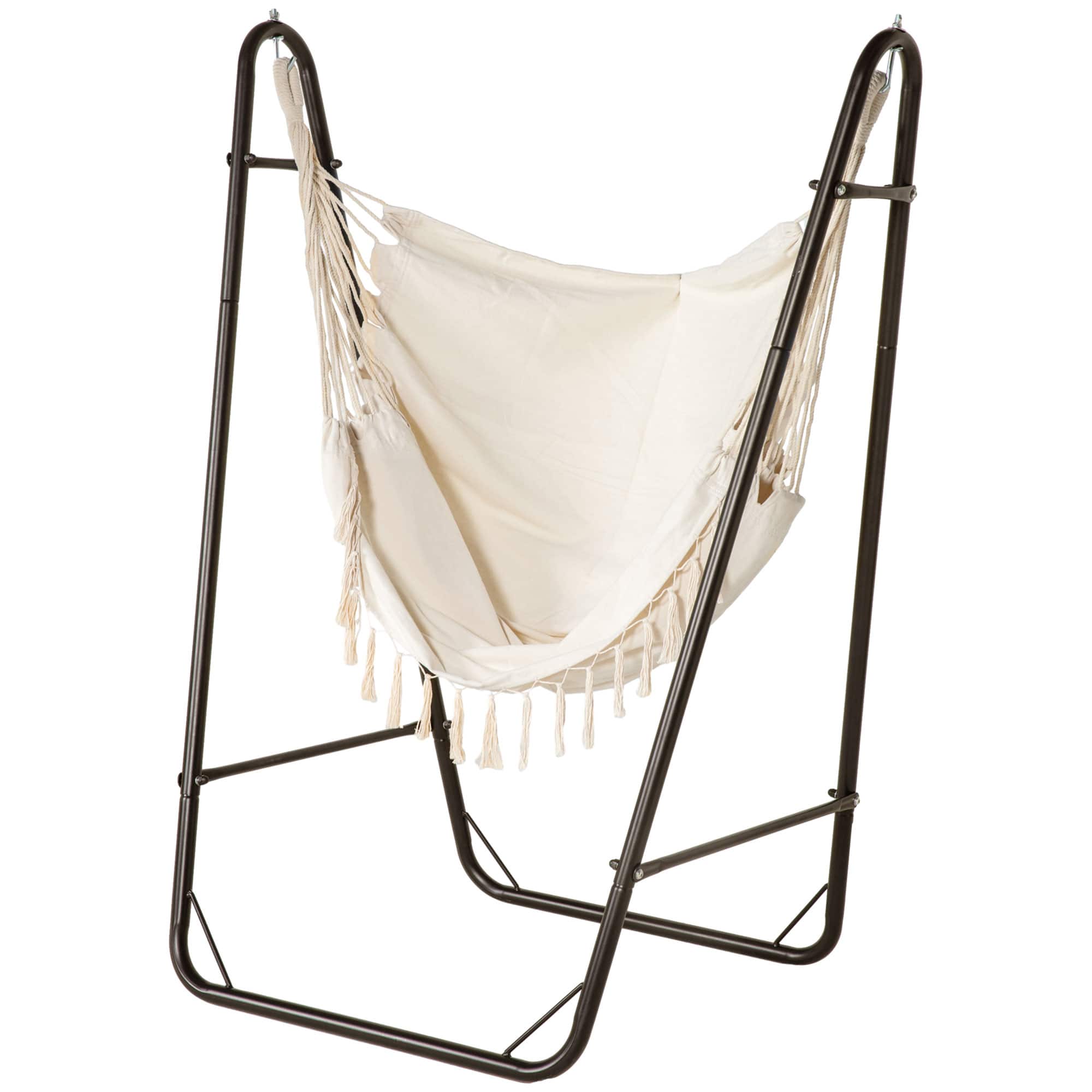 Outsunny - Chair with U Shape Stand, Hammock Swing Chair with A Side Pocket - Cream White