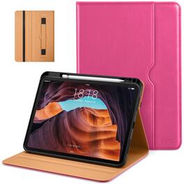 DTTO - Case for iPad 11th Gen 11" 2025 (A16) & 10th Gen 10.9" 2022, Leather Folio Cover with Pencil Holder & Auto Wake/Sleep - Rose Red A2