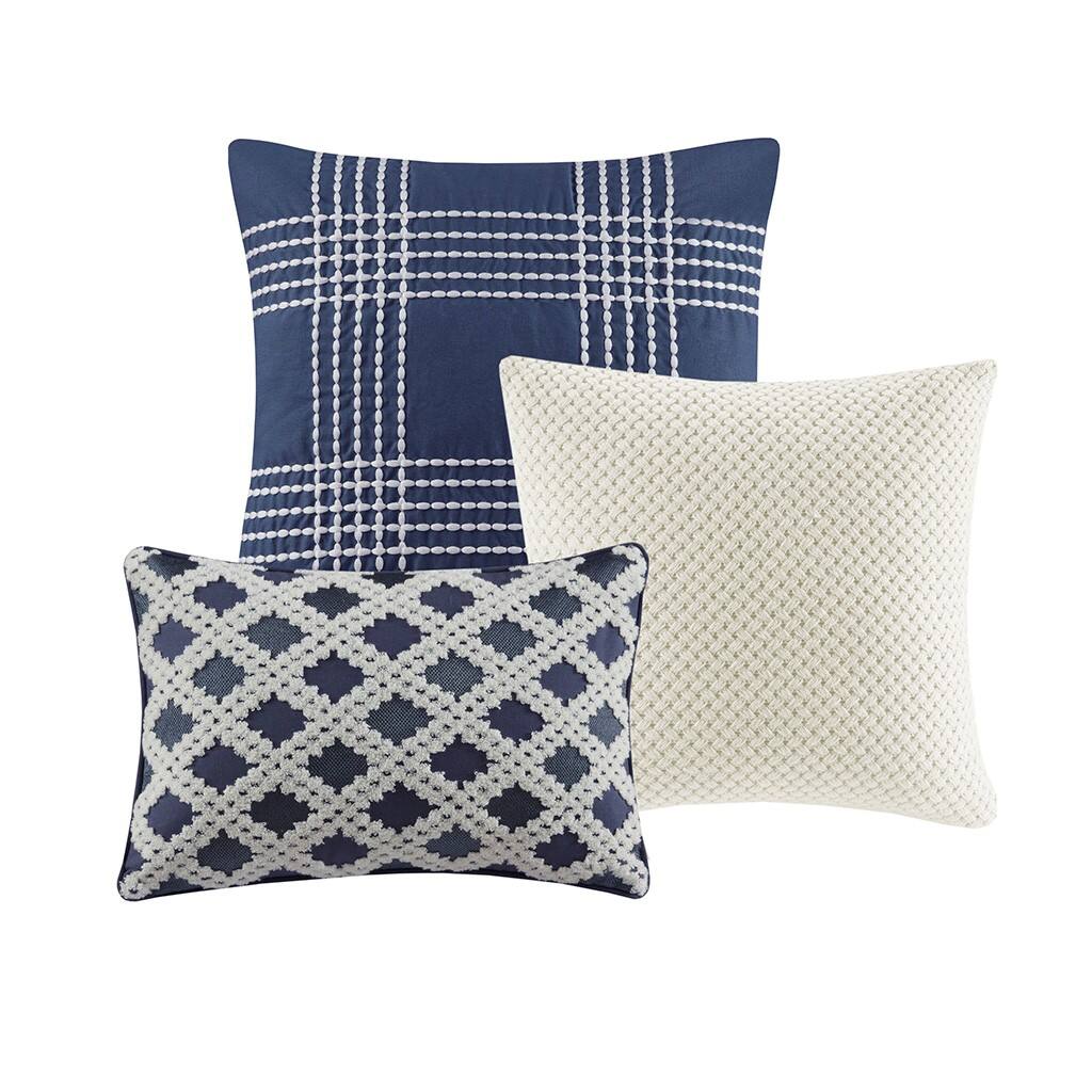 Alt View 4. Gracie Mills - Gracie Mills Midlands 8=PC Oversized Cotton Clipped Jacquard Comforter Set - Blue.