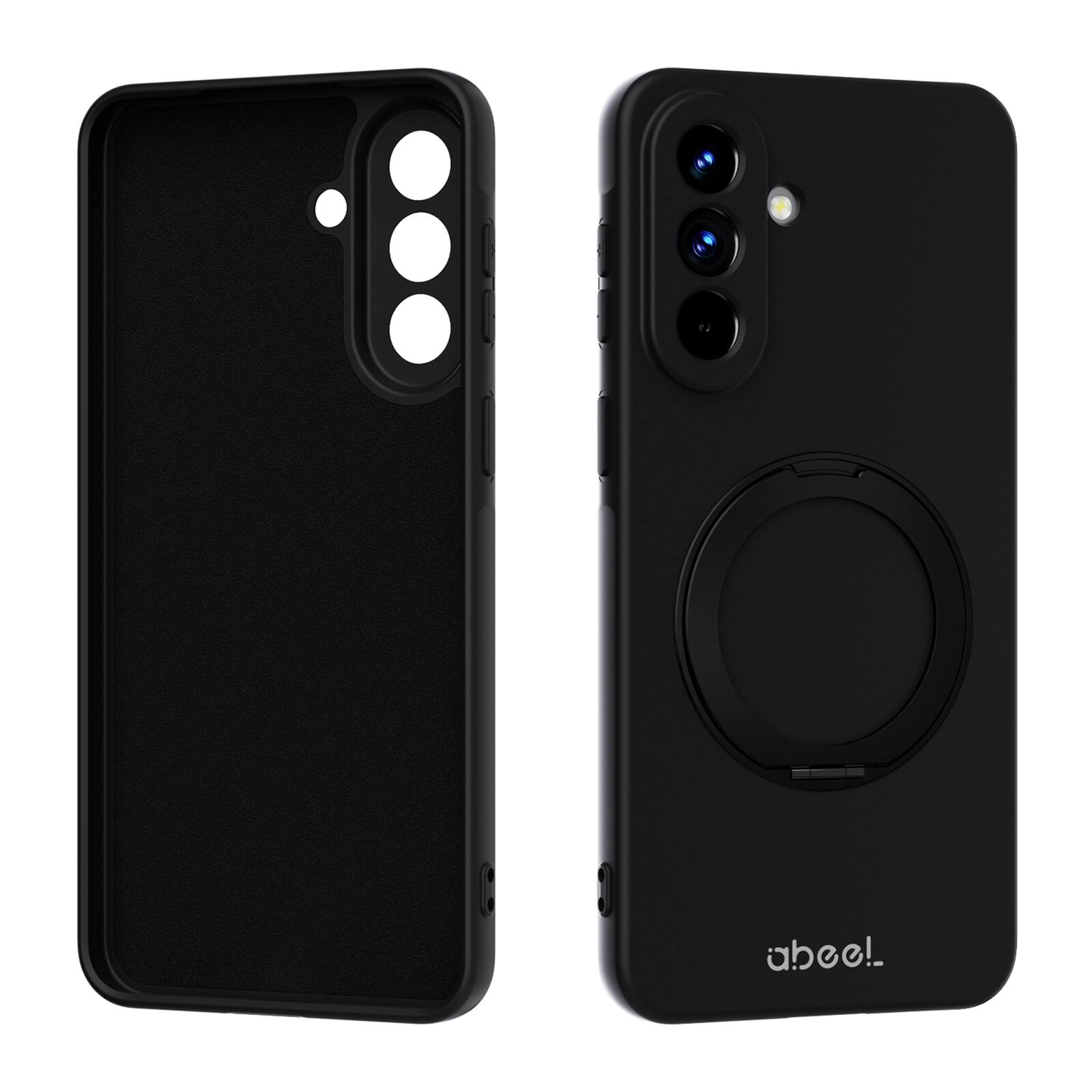 Angle. UUCOVER - For Samsung Galaxy A37 5G Case Shockproof Liquid Silicone Compatible with MagSafe Ring Holder 360° Rotating Stand Cover - Black.