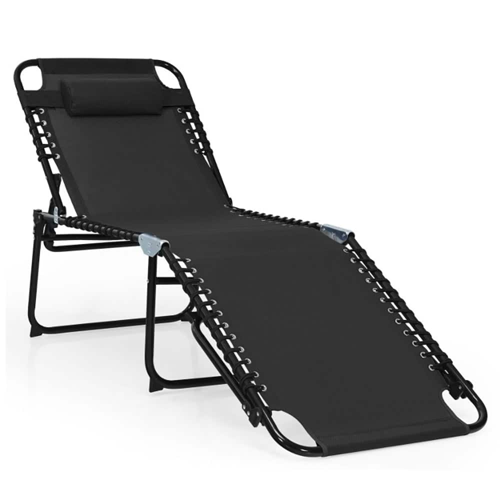 Kadyn - Outdoor Chaise Lounge Chair, Foldable Recline Lounge Chair with Adjustable Backrest and Footrest - Black