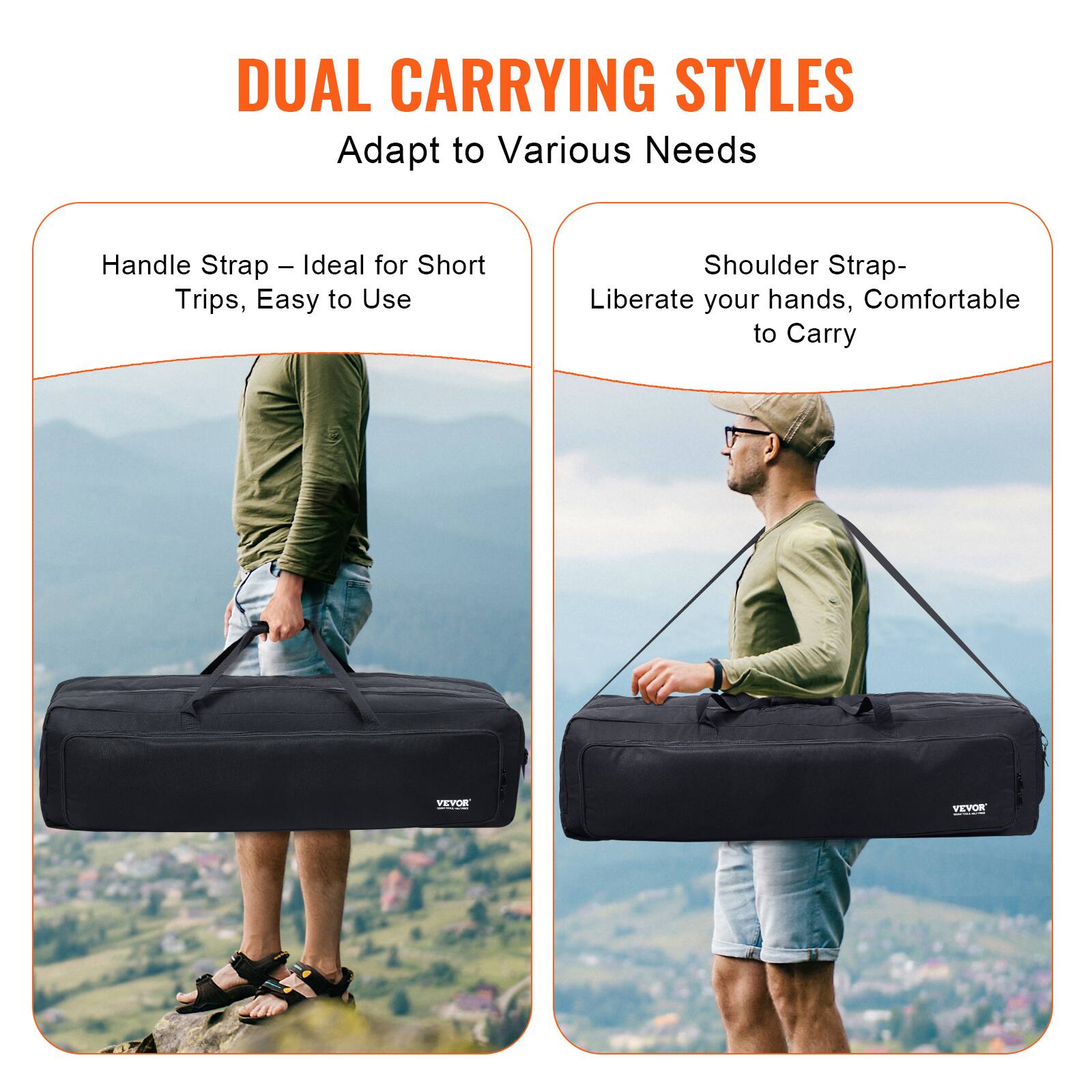 DUAL CARRYING STYLES  
Adapt to Various Needs  

Handle Strap – Ideal for Short Trips, Easy to Use  

Shoulder Strap – Liberate your hands, Comfortable to Carry