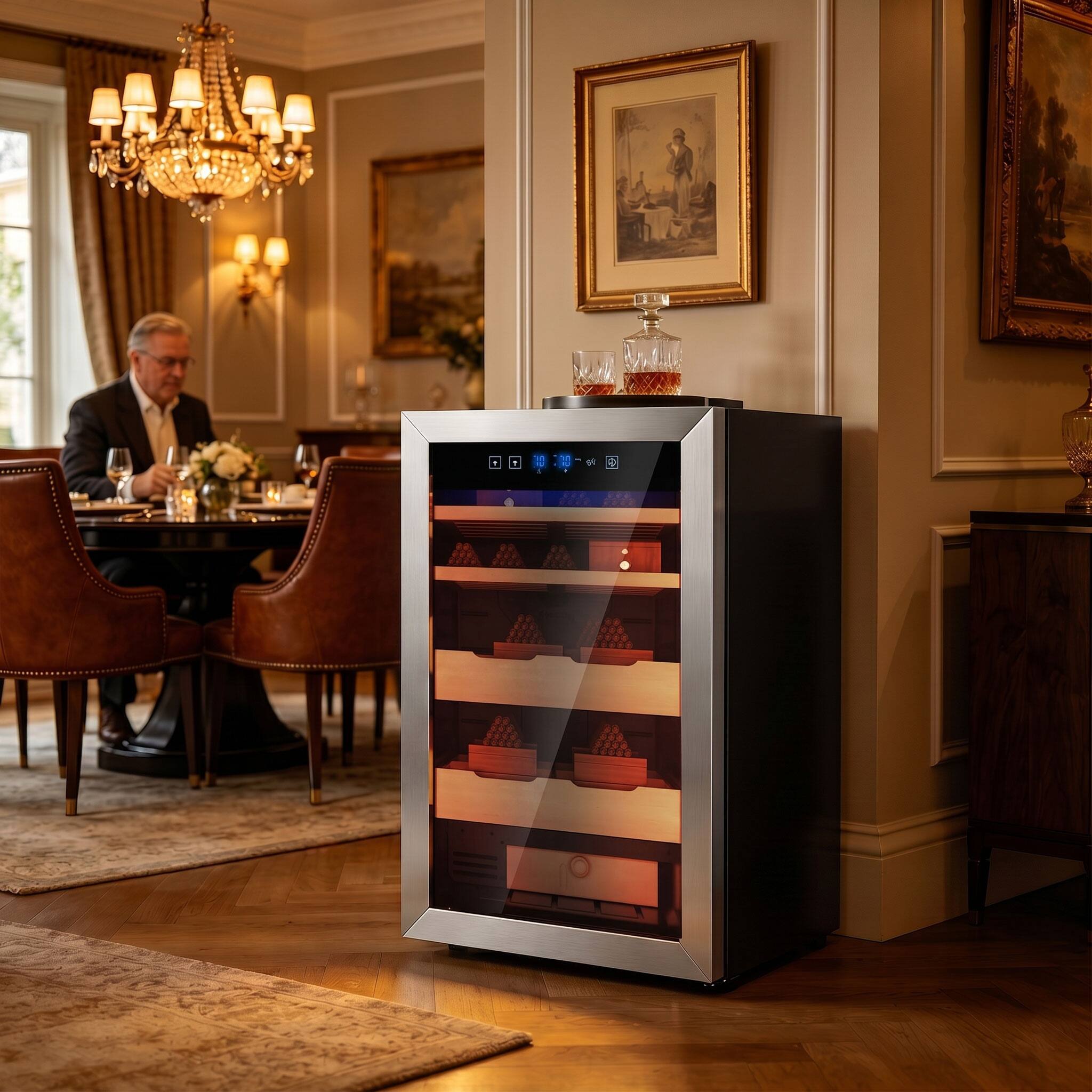 Alt View 10. KingChii - KingChii 70L Cigar Humidor Cabinet, 500-Cigar Electric Cooler with Temp & Humidity Control - Silver.