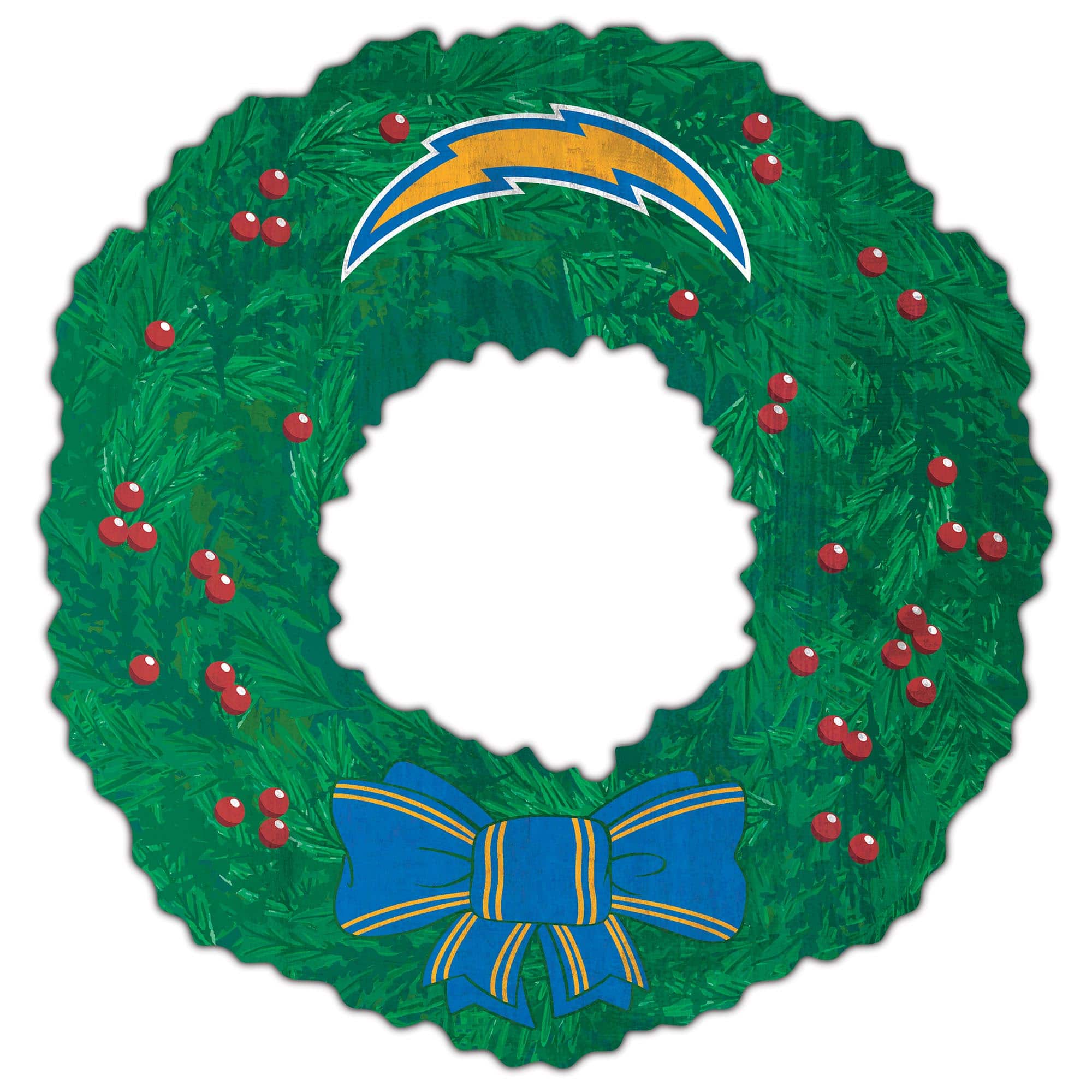 Front. Fan Creations - Los Angeles Chargers 16'' Team Wreath Sign - Green.
