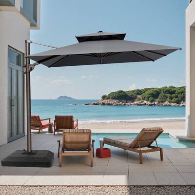 aluminum cantilever patio umbrella gray PURPLE LEAF 10ft Durable Outdoor Umbrella, UV Umbrella, Grey, Garden Sun The cantilever umbrella provides you with a cool space Domi 10'x10' Cantilever Patio Umbrella,