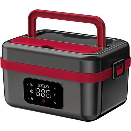 Front. RTMB - Cordless Electric Lunch Box 1L, Rechargeable Stainless Steel Food Warmer - Red.