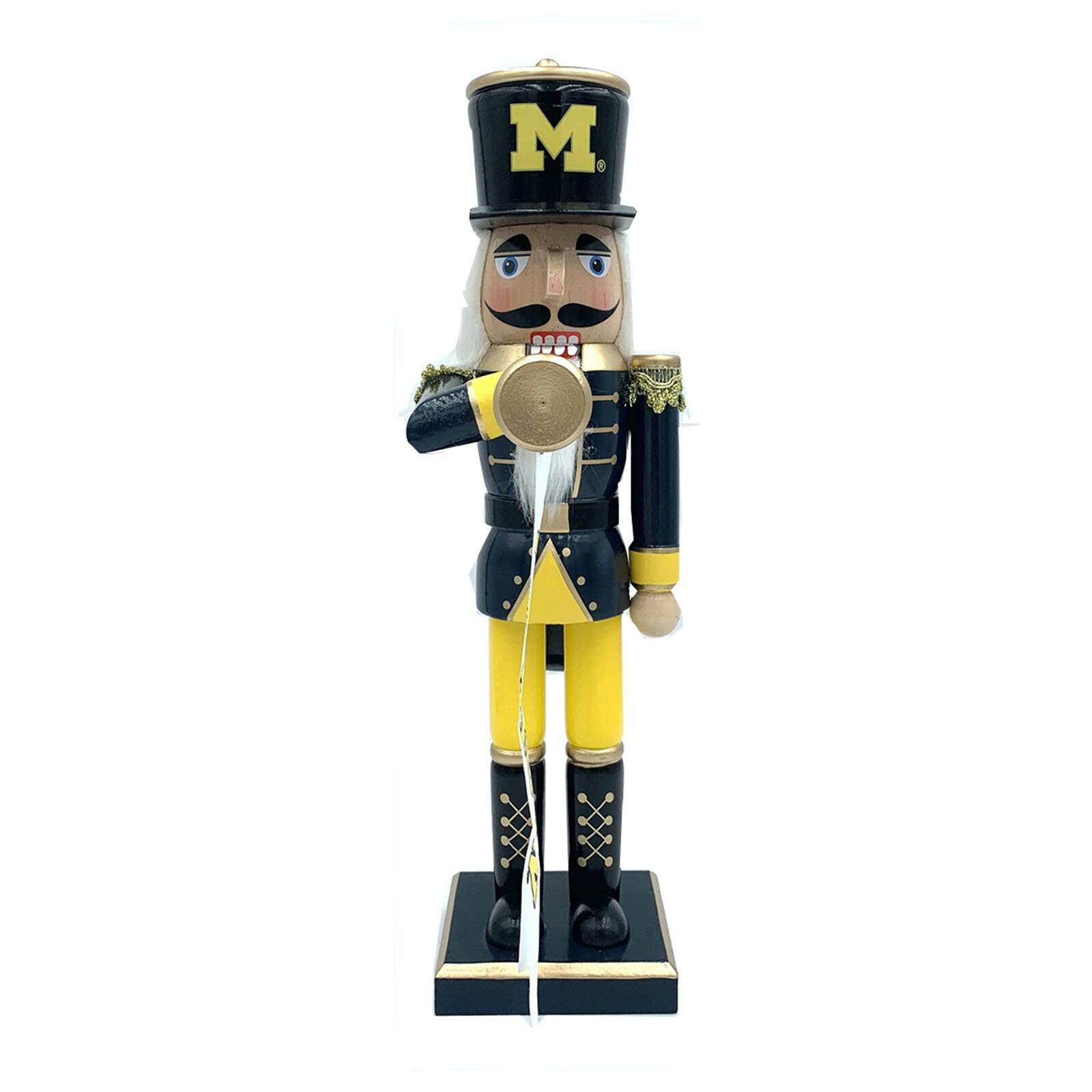 Front. Santa's Workshop - Michigan Wolverines 14" Bugler Nutcracker - Blue.