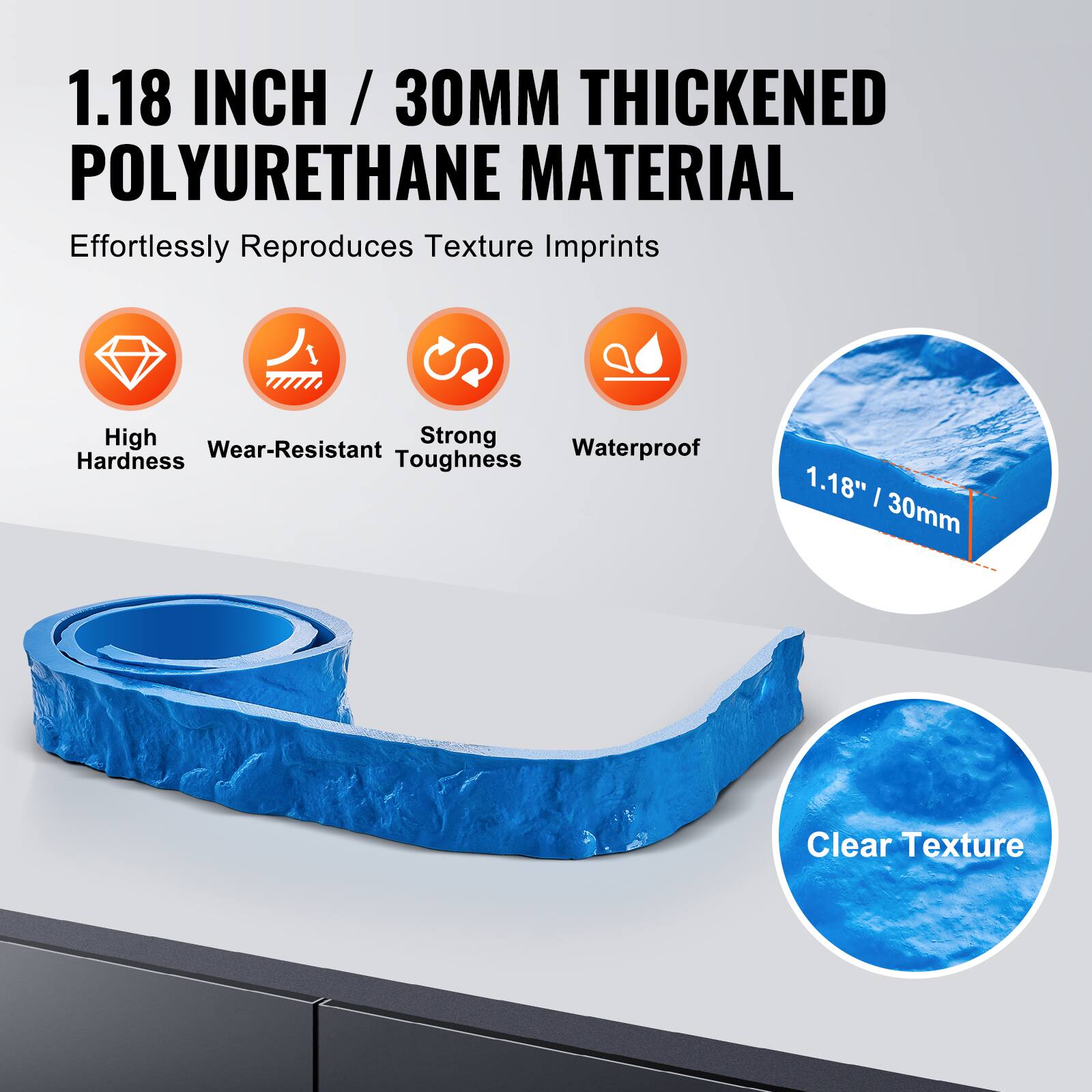 1.18 INCH / 30MM THICKENED POLYURETHANE MATERIAL

Effortlessly Reproduces Texture Imprints

- High Hardness
- Wear-Resistant
- Strong Toughness
- Waterproof

Clear Texture