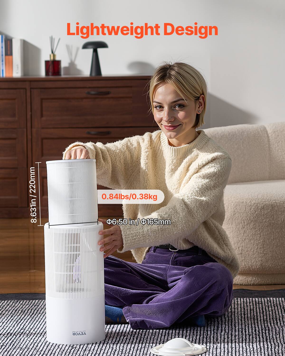 Lightweight Design

220mm / 8.631in  
0.84lbs / 0.38kg  
6.50 in / 165mm  

8.63in / 220mm  
Φ6.50 in / 165mm  
0.84lbs / 0.38kg